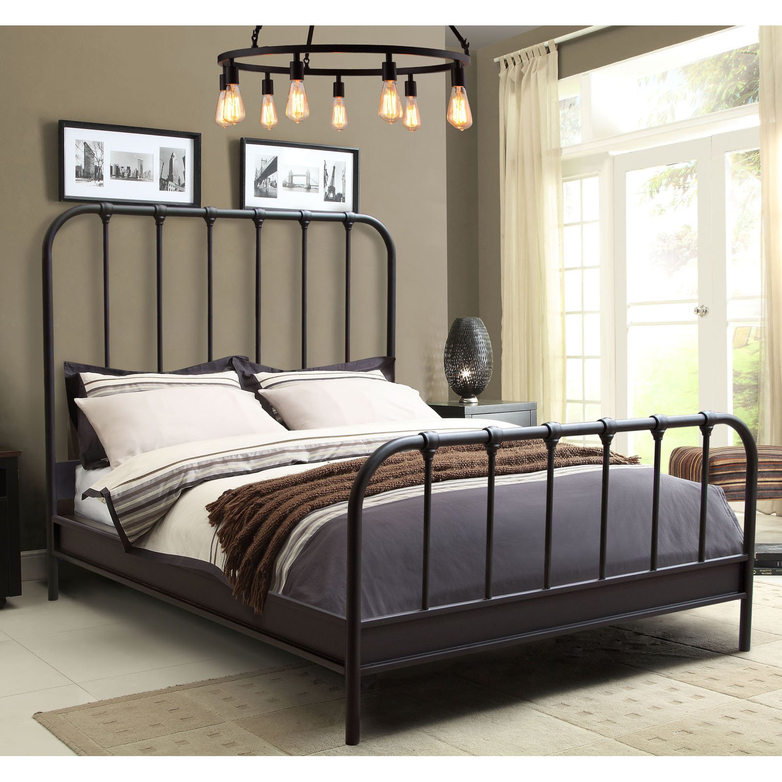 Mateo Rust Brown Powder Coat Metal Eastern King Bed by Diamond Sofa