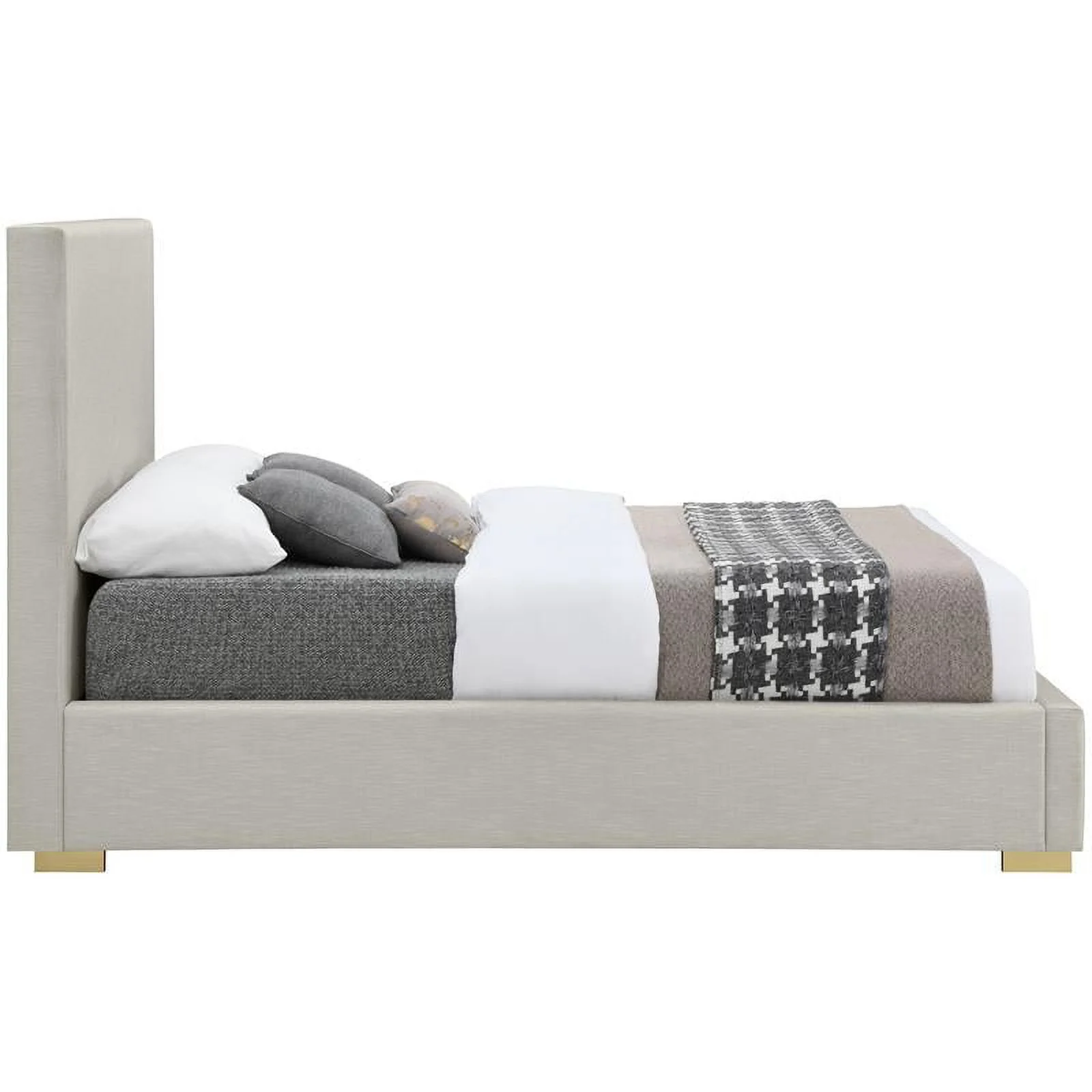 Meridian Furniture Crosby Beige Linen Textured Fabric King Bed