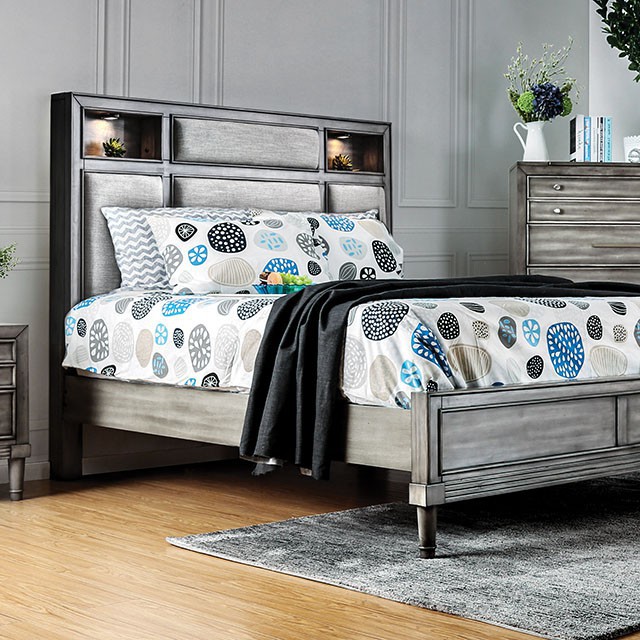 Transitional Style 1pc Eastern King Size Bed Gray Finish Bedroom Furniture