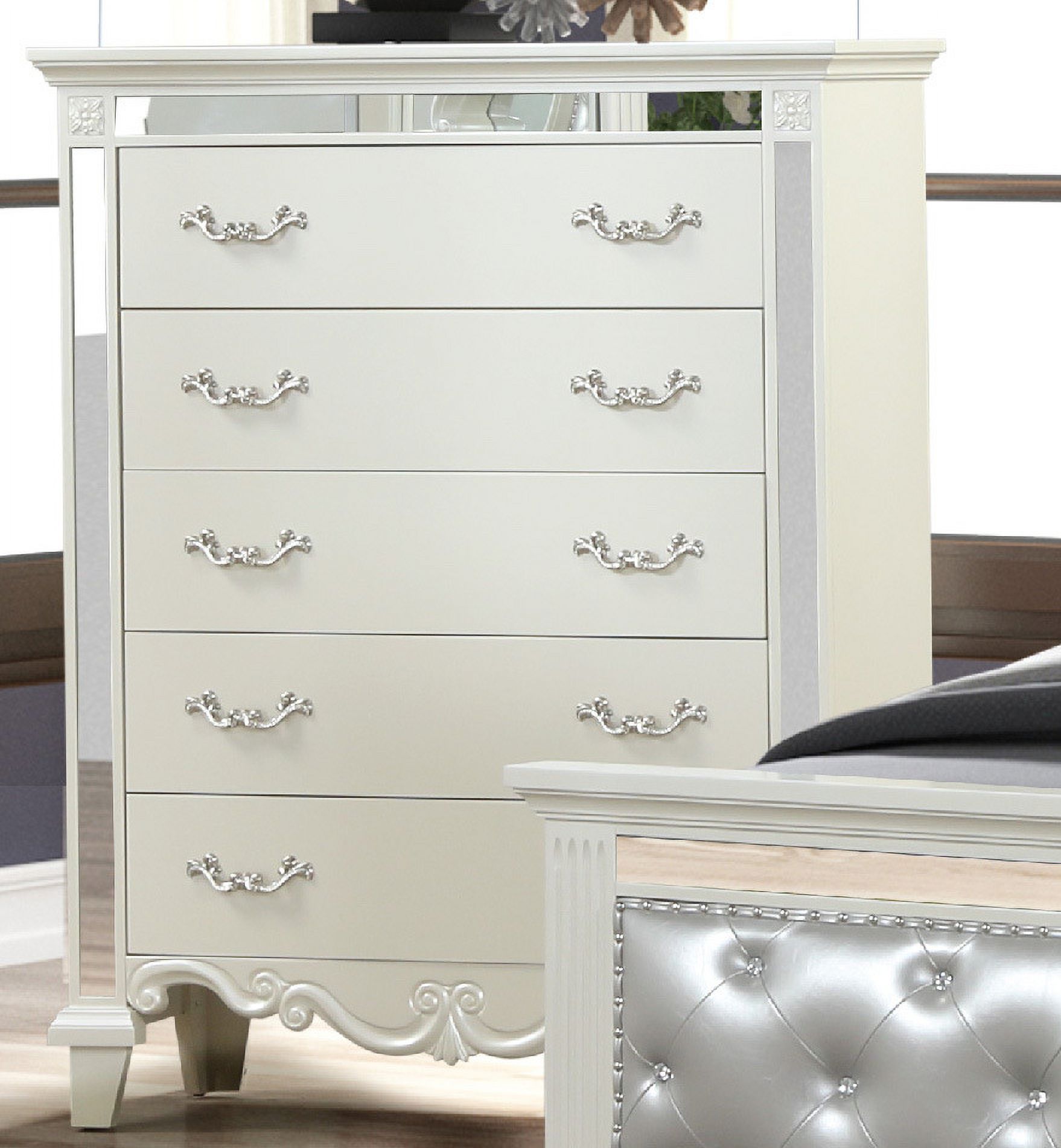 Milan Mirror Framed Chest - 132.0 - Luxury & Functionality in White