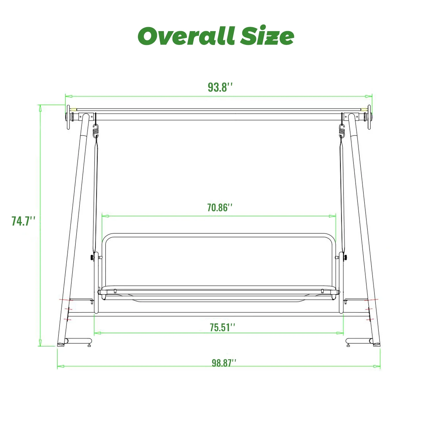 3-Seater Outdoor Convertible Canopy Swing Chair Bench Bed with Comfortable Cushion Seats for Patio Porch Garden