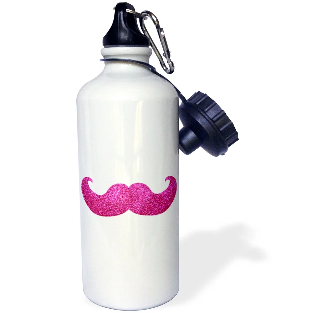 Hot Pink Bling mustache - faux glitter - fun girly moustache photo graphic - not actual glitter 21 oz Sports Water Bottle wb-112879-1