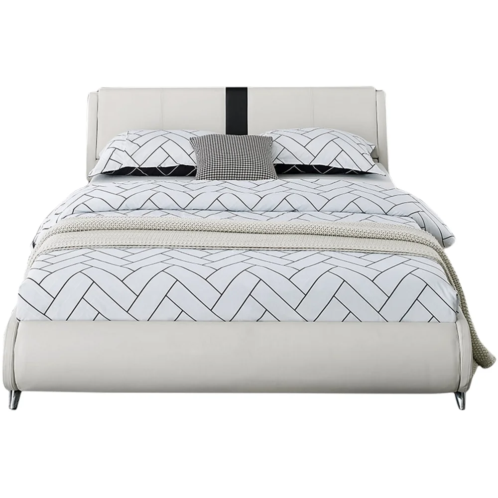 Camden Isle Carlton Platform Bedroom Set | Striped Headboard and Side Rails | Queen, White