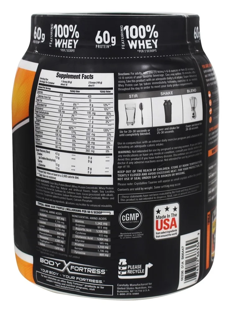 Body Fortress Whey Protein Powder, Cookies N' Creme, Aspartame Free, 60 G Protein Per Serving, 2 Lbs