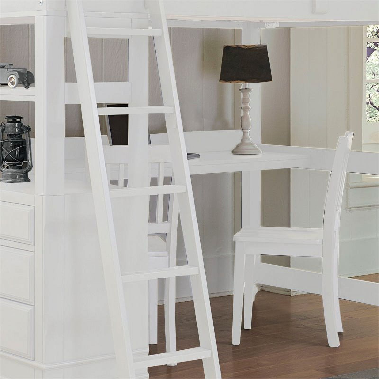 Pemberly Row Full Kids Wood Loft Bunk Bed with Desk and Dresser in White