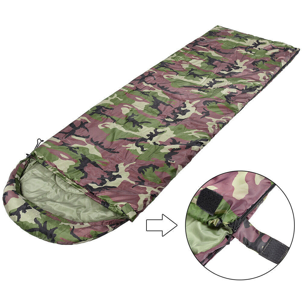 Outdoor Envelope Sleeping Bag Waterproof Ultralight Warm Adult Camping Hiking, Army Green Camo