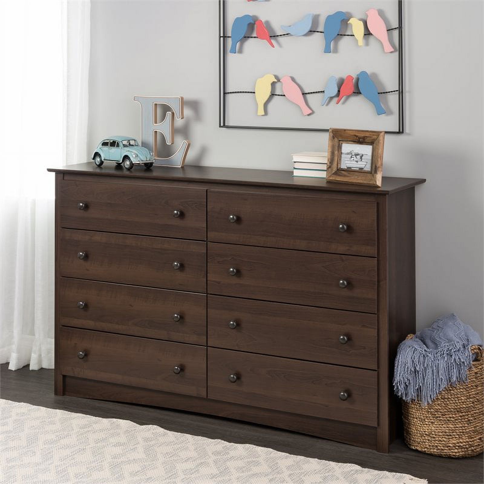 Pemberly Row 8-Drawer Transitional Composite Wood Dresser in Espresso