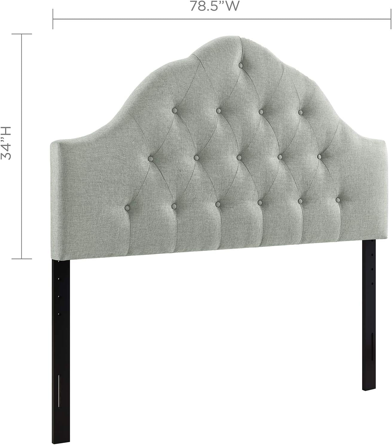 Sovereign Tufted Button Linen Fabric Upholstered King Headboard In Gray