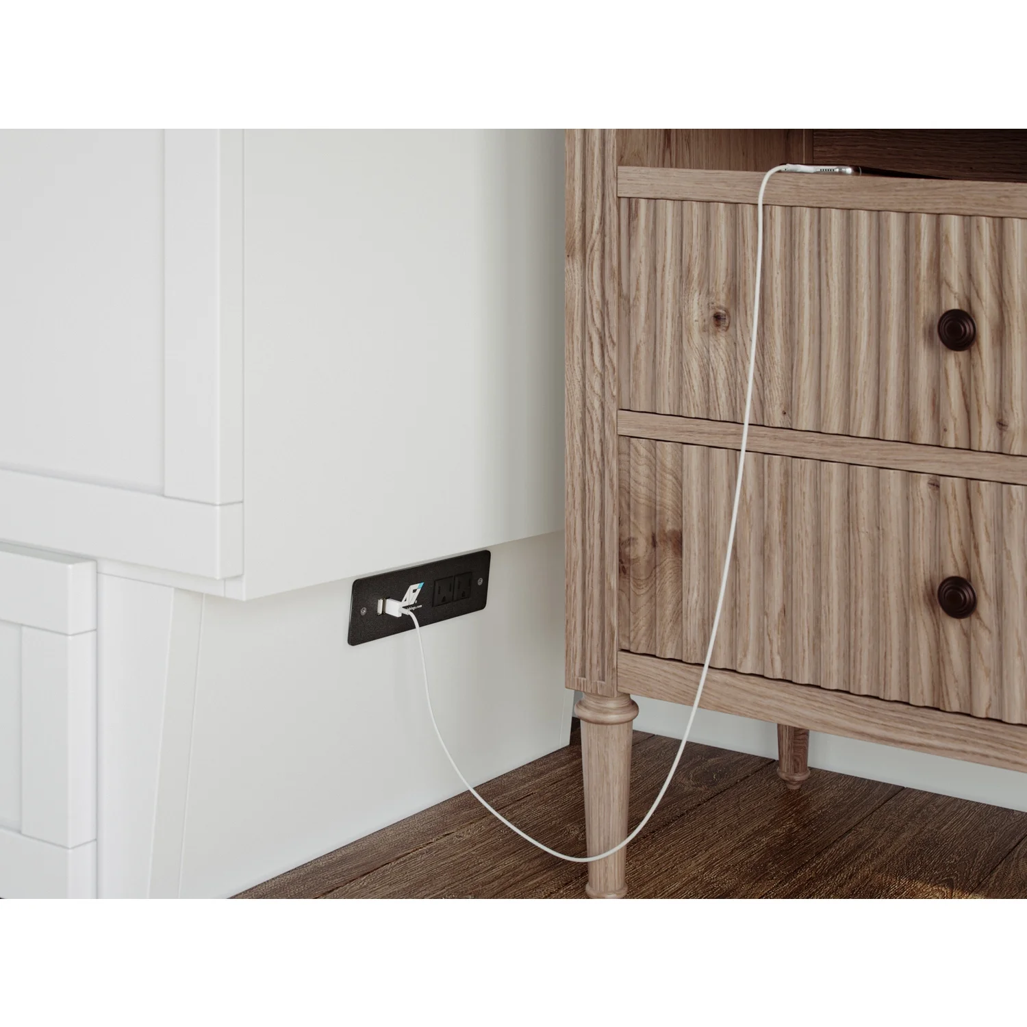 AFI Chelsea Queen Solid Wood Murphy Bed Chest with Mattress in White