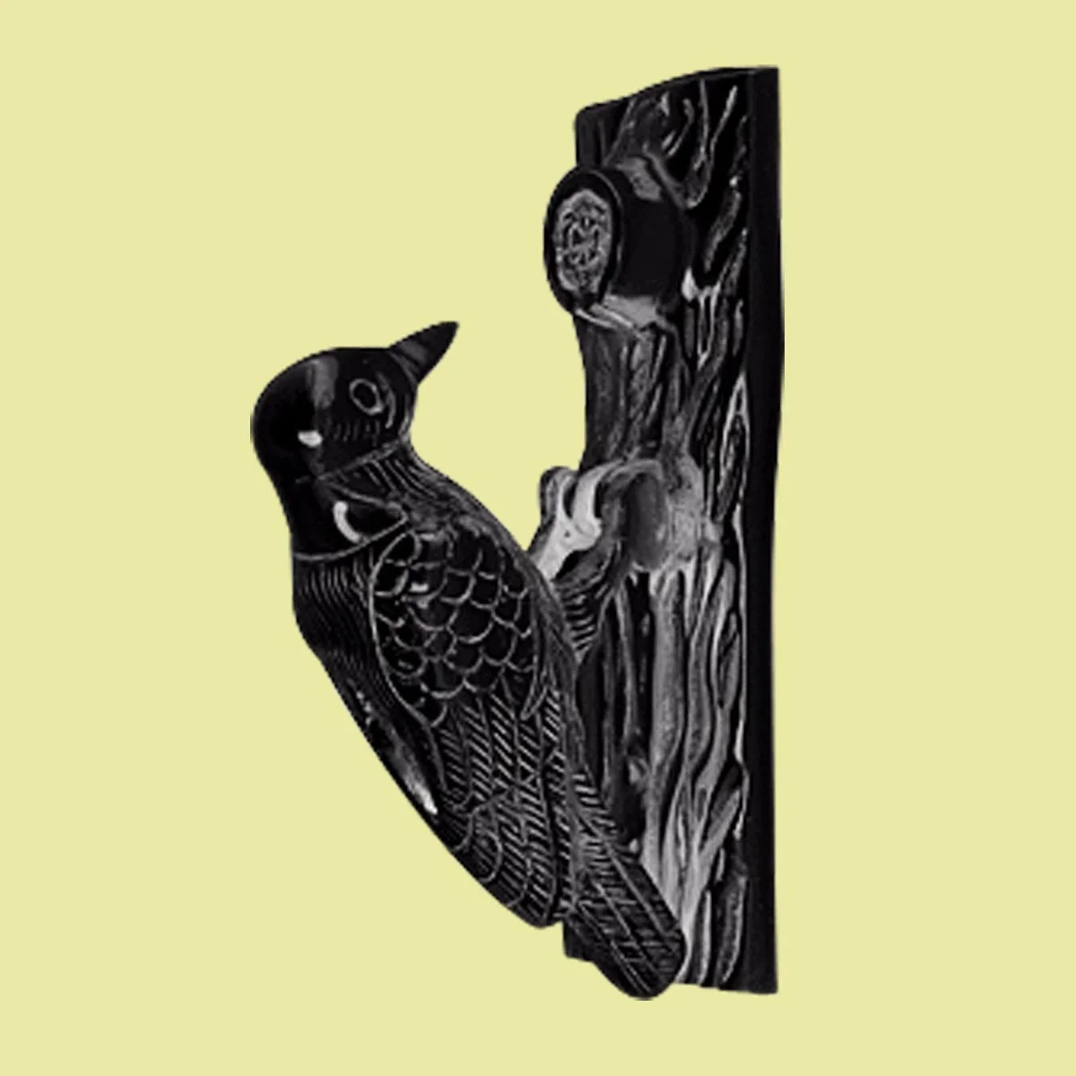 Renovators Supply Black Cast Iron Door Knocker, Woodpecker Design, Rustproof, 6.5in High