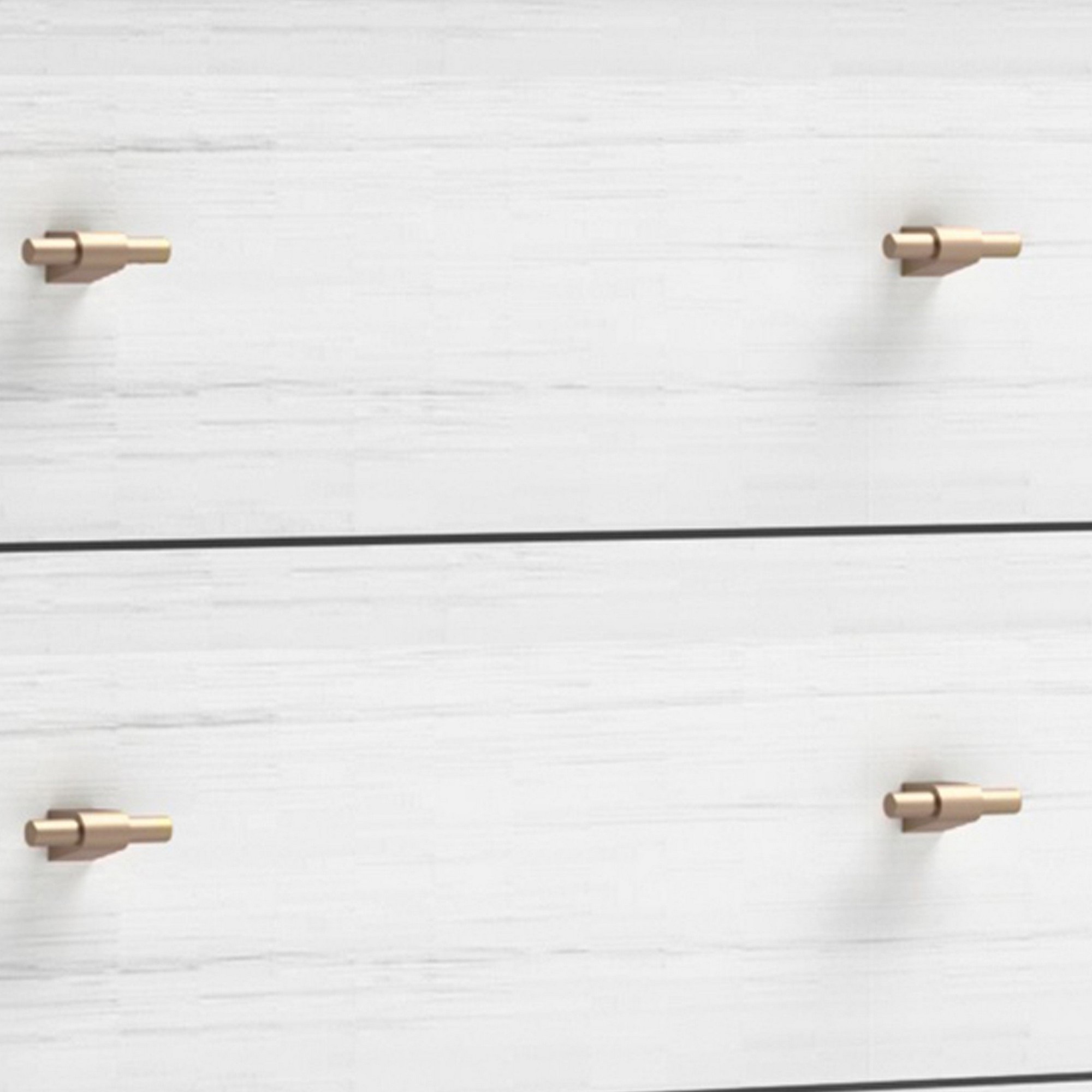 Benjara Dap 56 Inch 6 Drawer Dresser, Sleek Satin Gold Handles, White and Gray