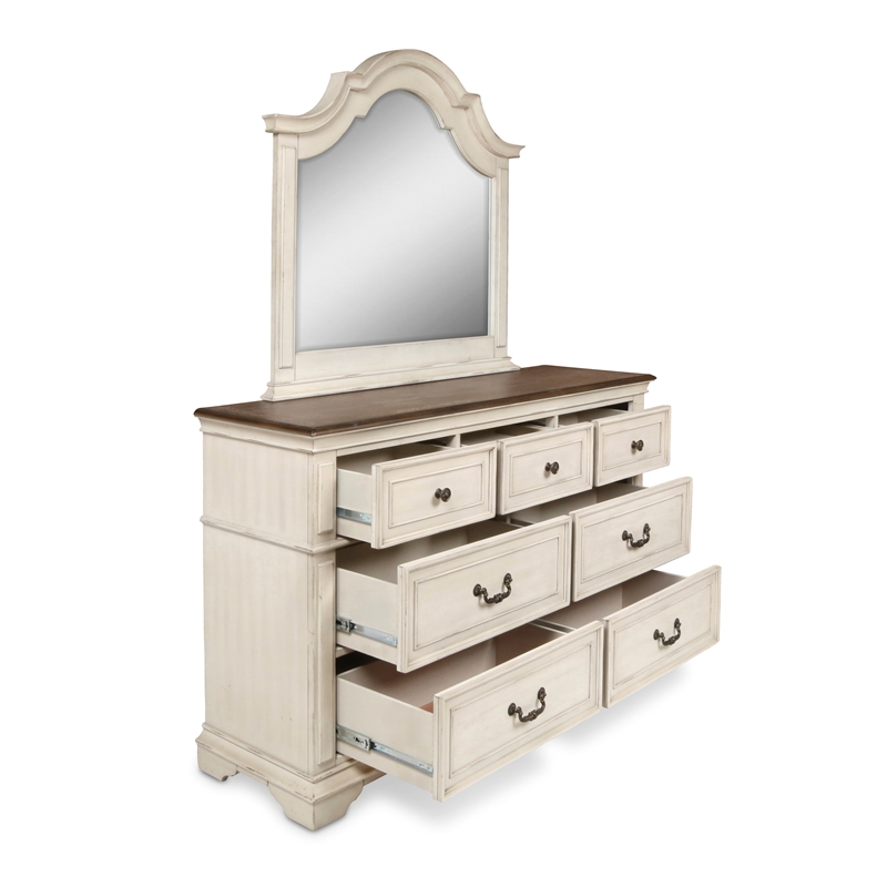 New Classic Anastasia 4-Piece Wood Cal King Bedroom Set with Chest in Ant White