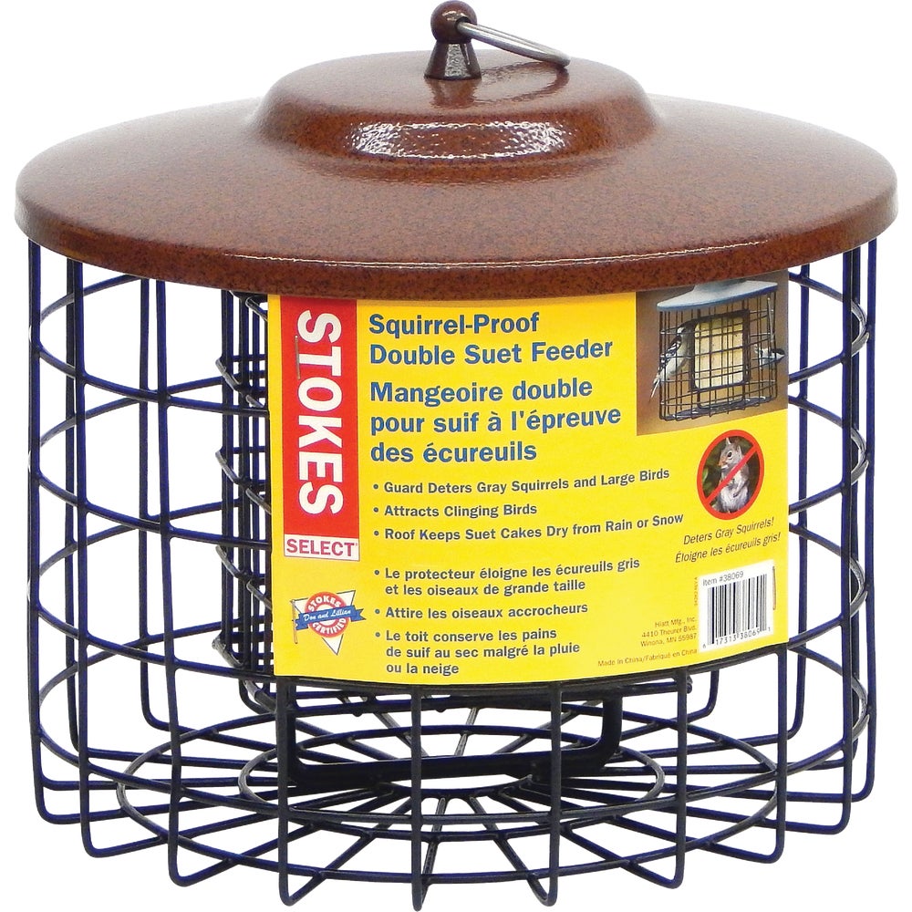 1 PK, Stokes Select 38069-Stokes Select Black 2-Cake Metal Squirrel Proof Suet Feeder