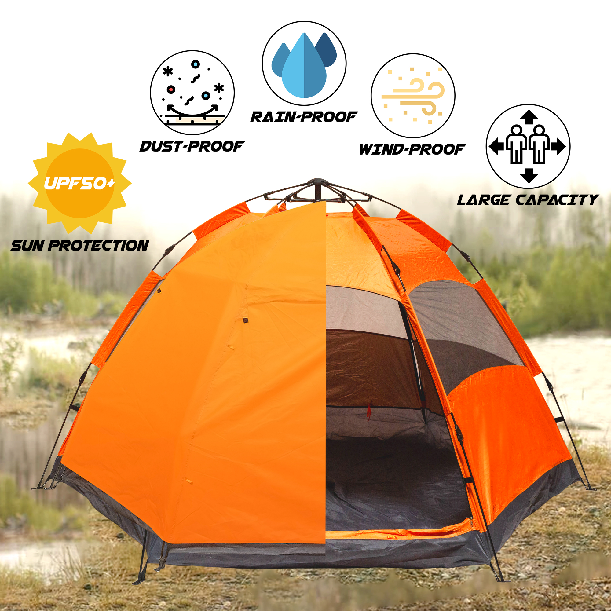 Cynetus 2-3 Person Camping Tent Lightweight Waterproof Automatic Pop Up Beach Tent