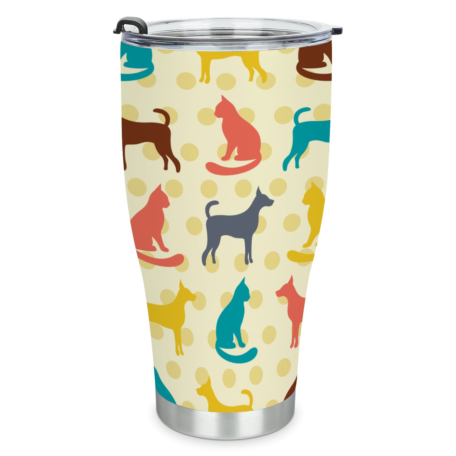 Hidove Stainless Steel Tumbler, Pattern of Cat and Dog 32oz Leak Proof & Stainless Steel Bottle for Hot & Cold Drinks - Coffee Travel Mug, Water Metal Canteen, Thermal Cup
