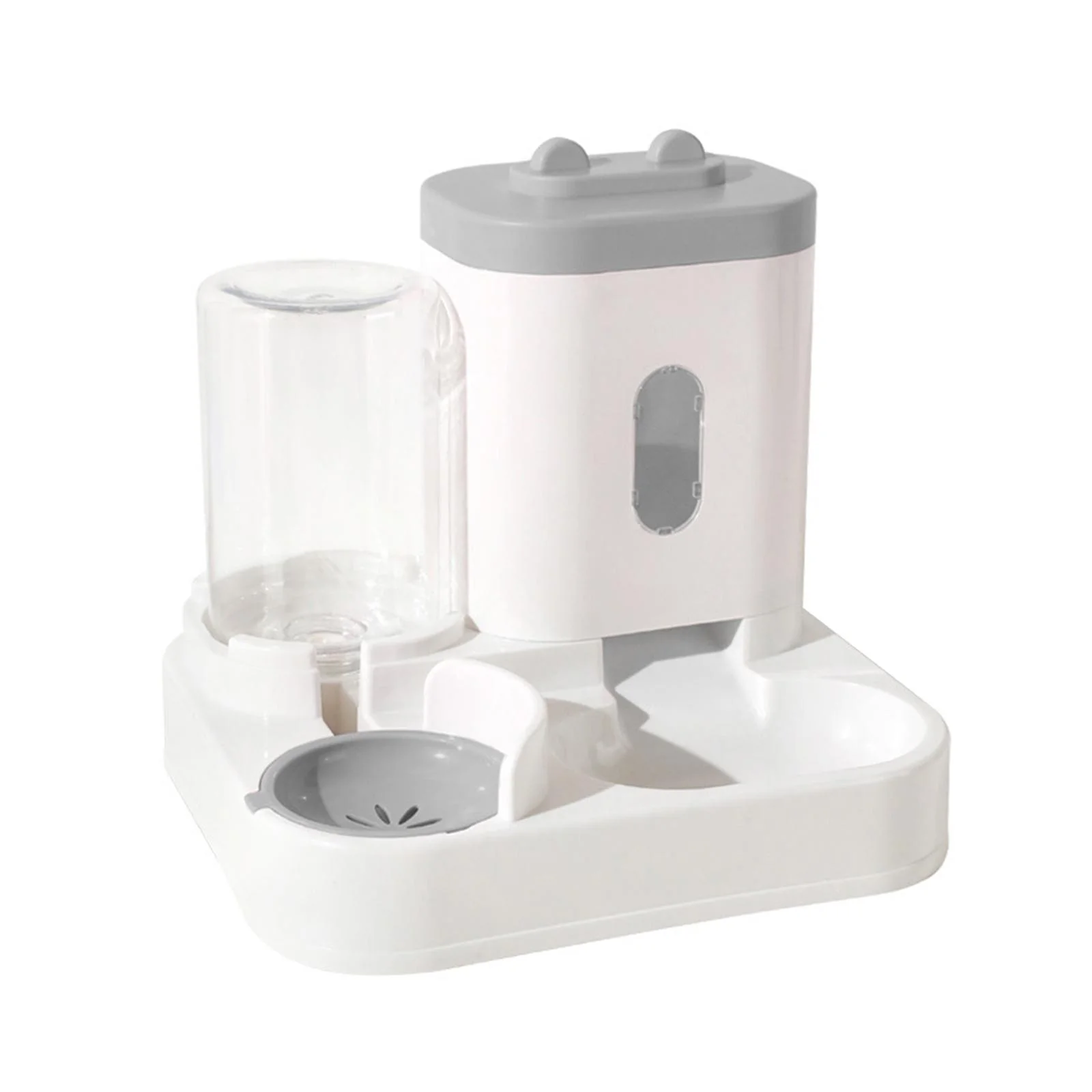 FITYLE Automatic Cat Drinker Bowl,Cat Feeding Bowl, and Water Dispenser, 2 in 1 Container Cats Dog Water and Food Feeder for Rabbits Gray