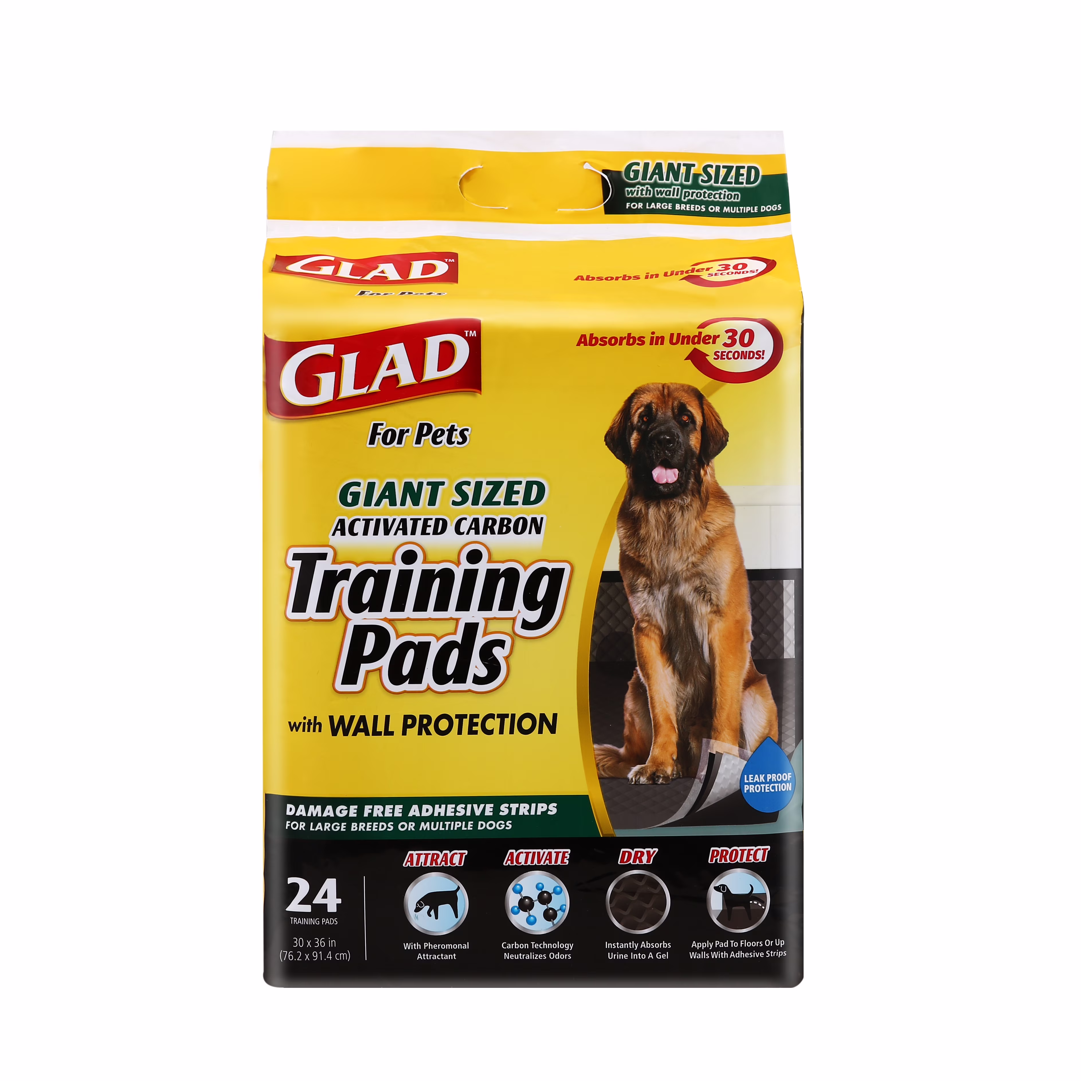 Glad for Pets Activated Carbon Training Pads Giant Size - 24 Pack