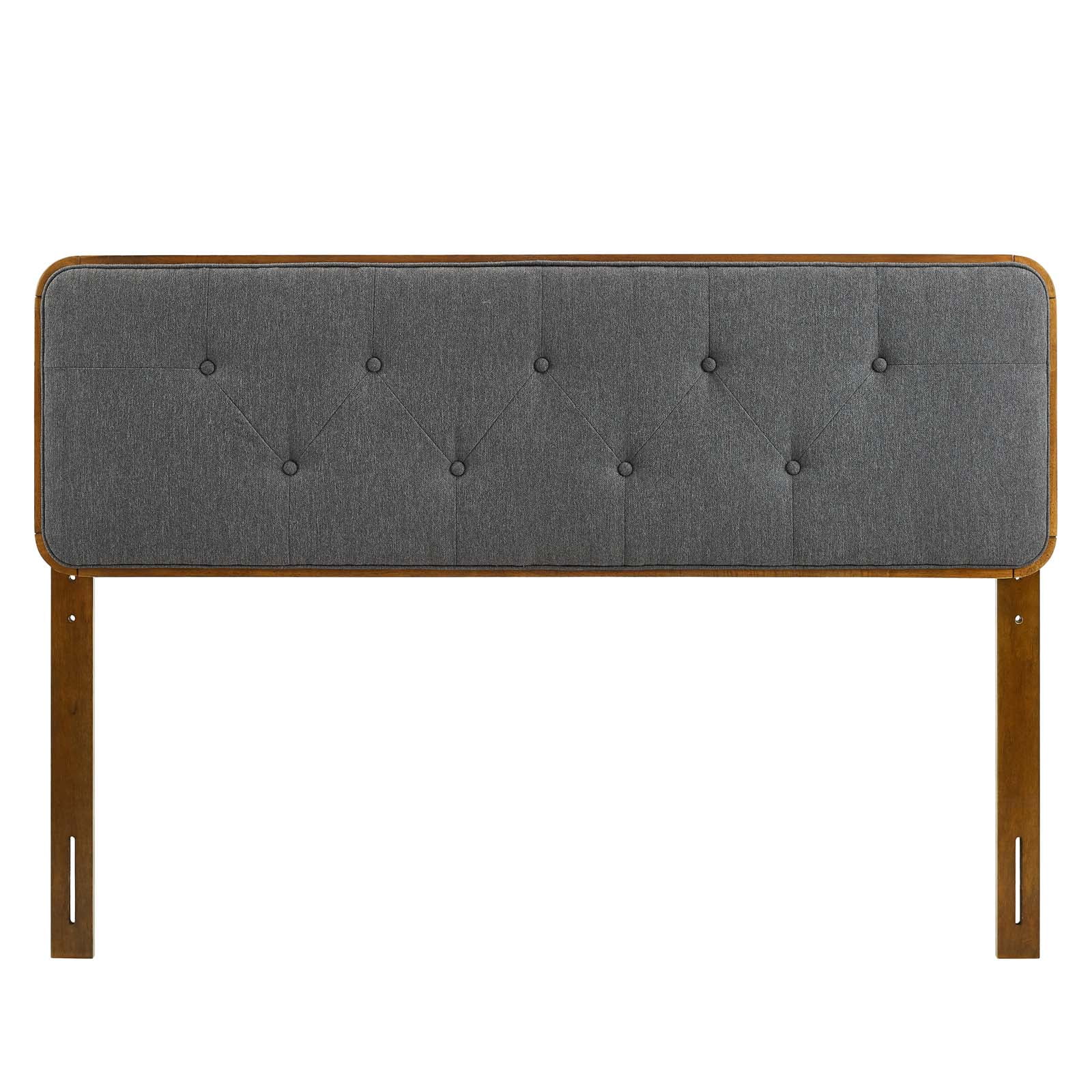 Modway Collins Tufted Queen Fabric and Wood Headboard in Walnut Charcoal