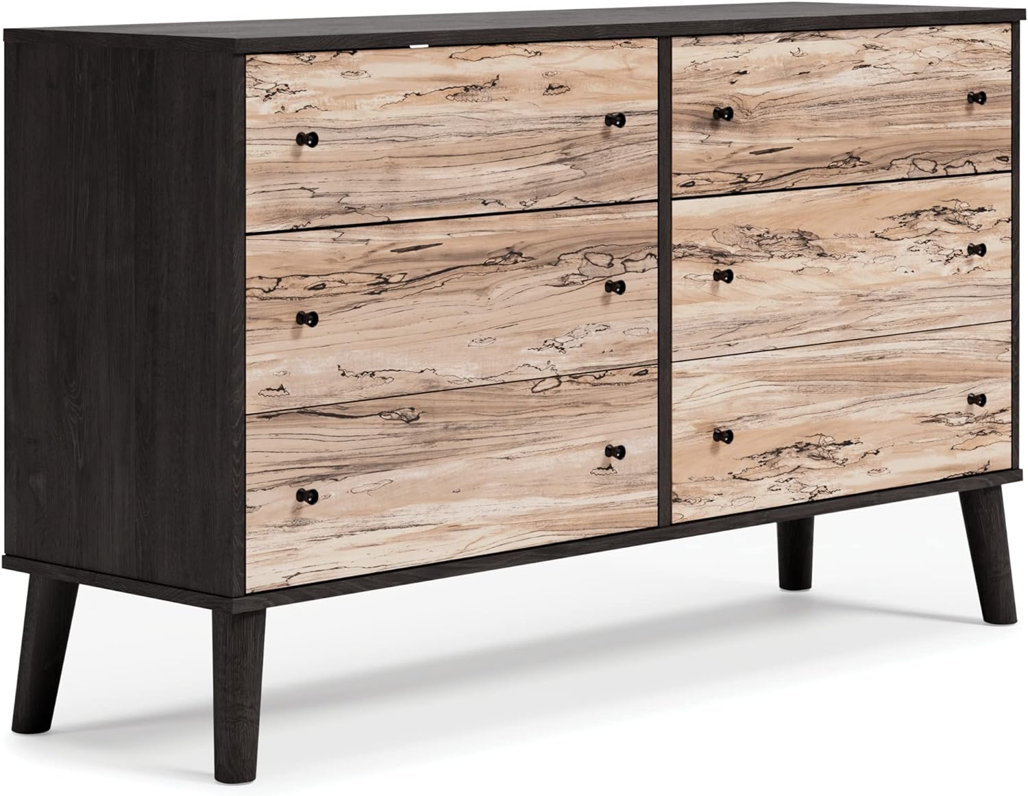 Piperton 6 Drawer Dresser, Black & Light Brown