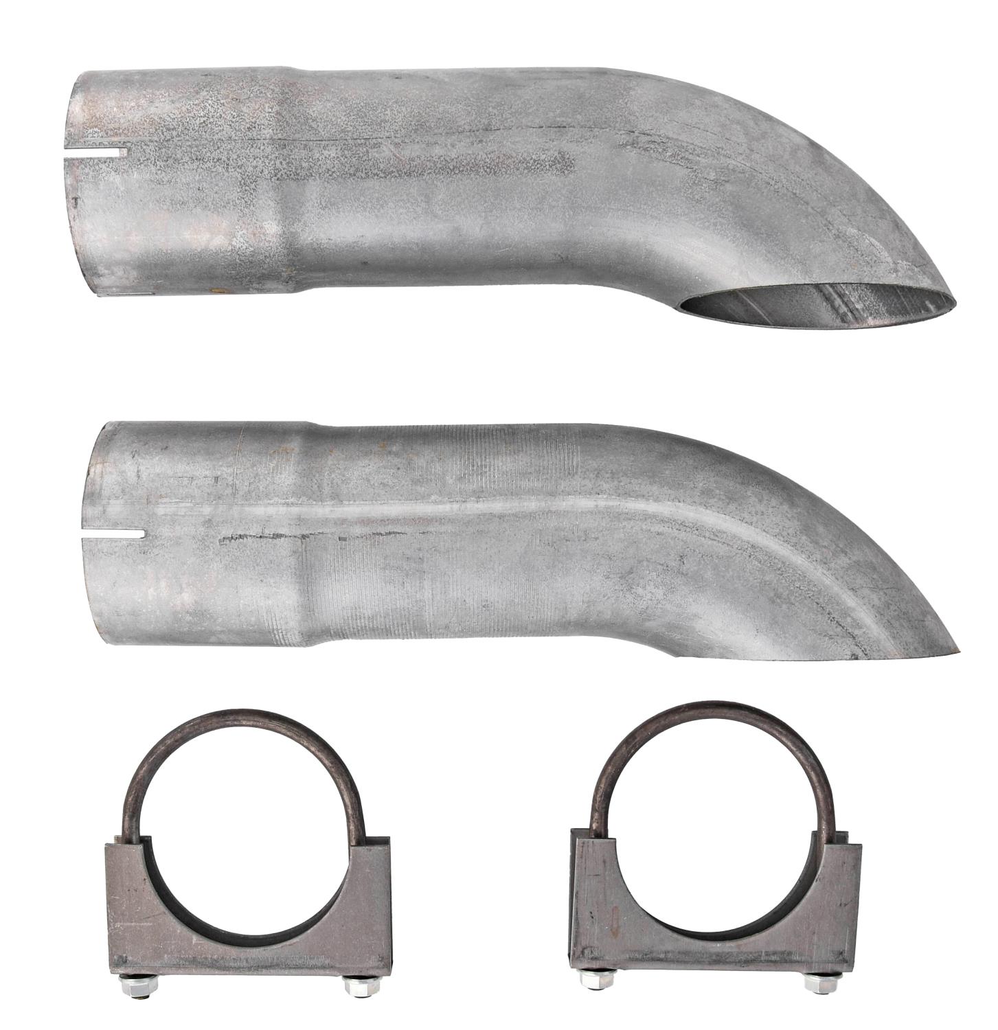 JEGS 30645 Exhaust Turndowns 3.5 ID x 13.5 L Aluminized Steel Pair