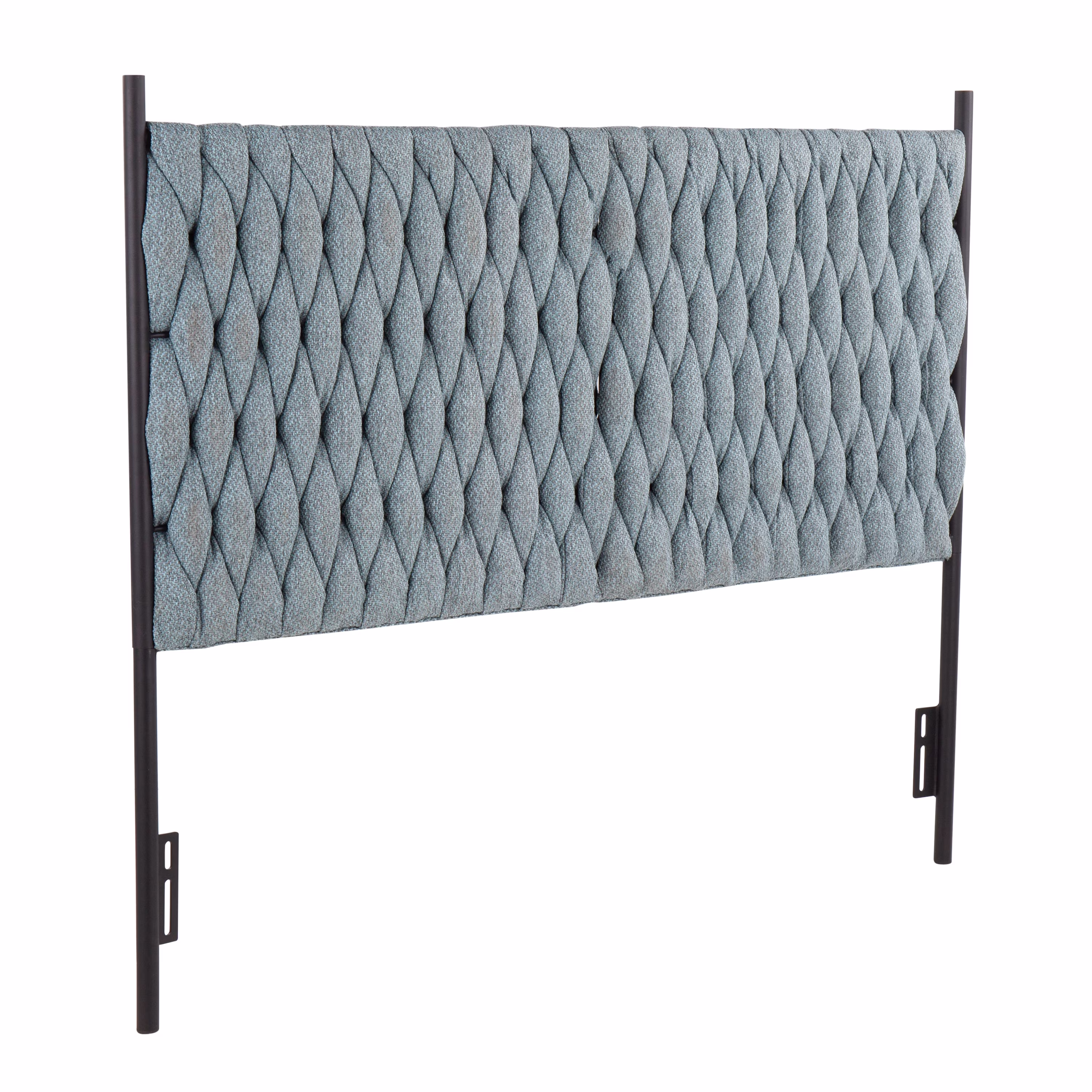 CoSoTower Queen Size Headboard in Black Metal and Blue Fabric by Lumisource