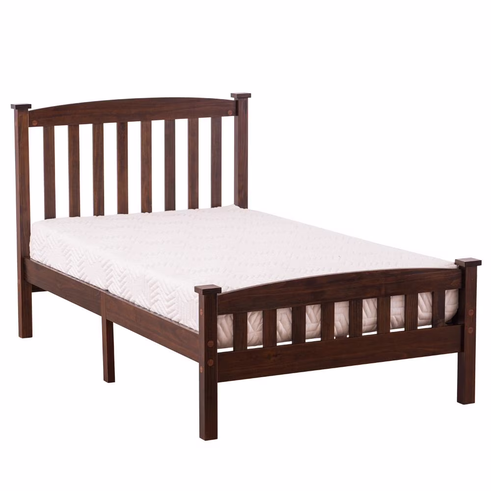 SamyoHome Wood Platform Bed with Headboard,Wood Slat Support, No Box Spring Needed, Twin