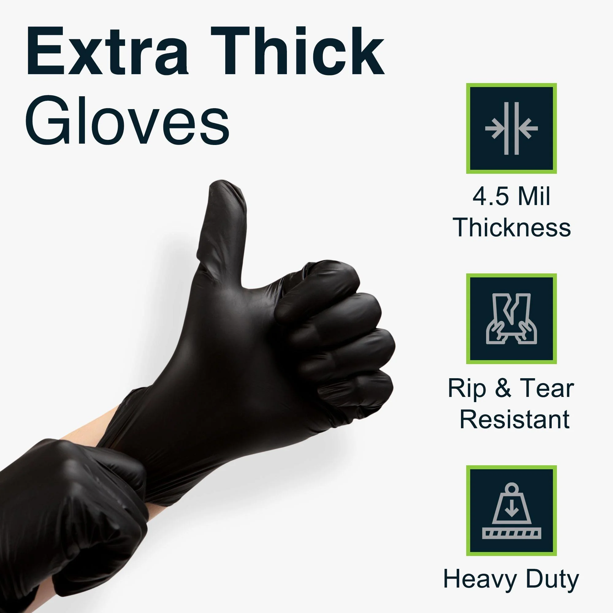 FifthPulse Extra Thick Black Heavy Duty Nitrile Disposable Gloves - 200 -XL-Powder and Latex Free - Mechanic Gloves