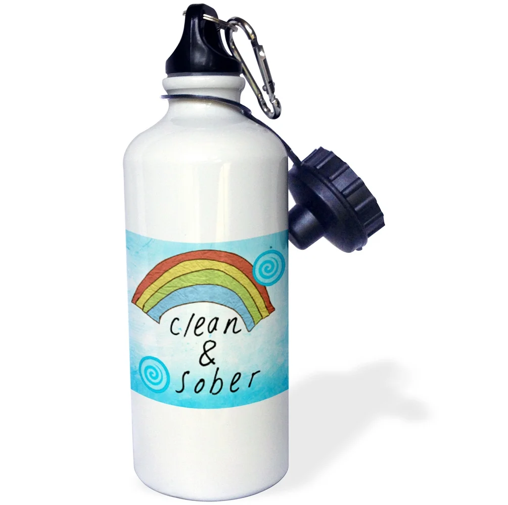 Clean and sober rainbow and cloud art a great recovery gift for addicted members 21 oz Sports Water Bottle wb-128815-1