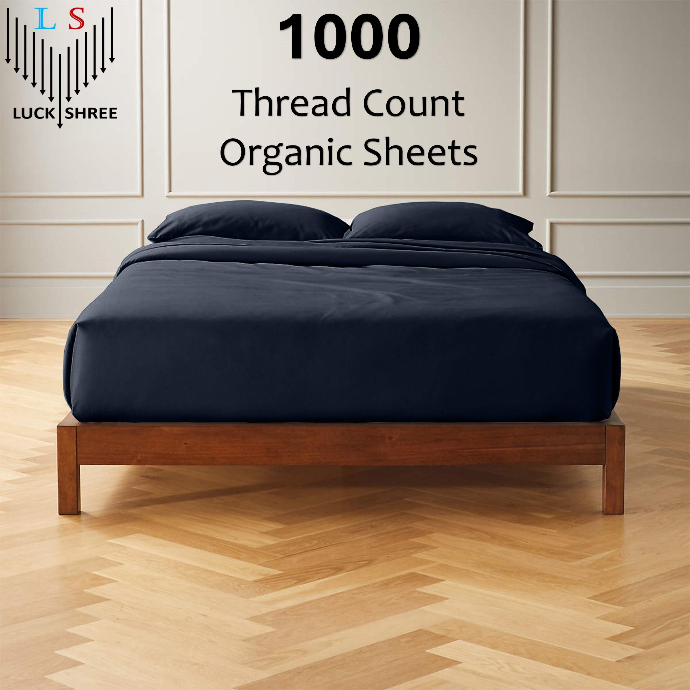 California King Size Organic Cotton Sheet Set- 100% Organic 1000-Thread-Count Long Staple Cotton - 12