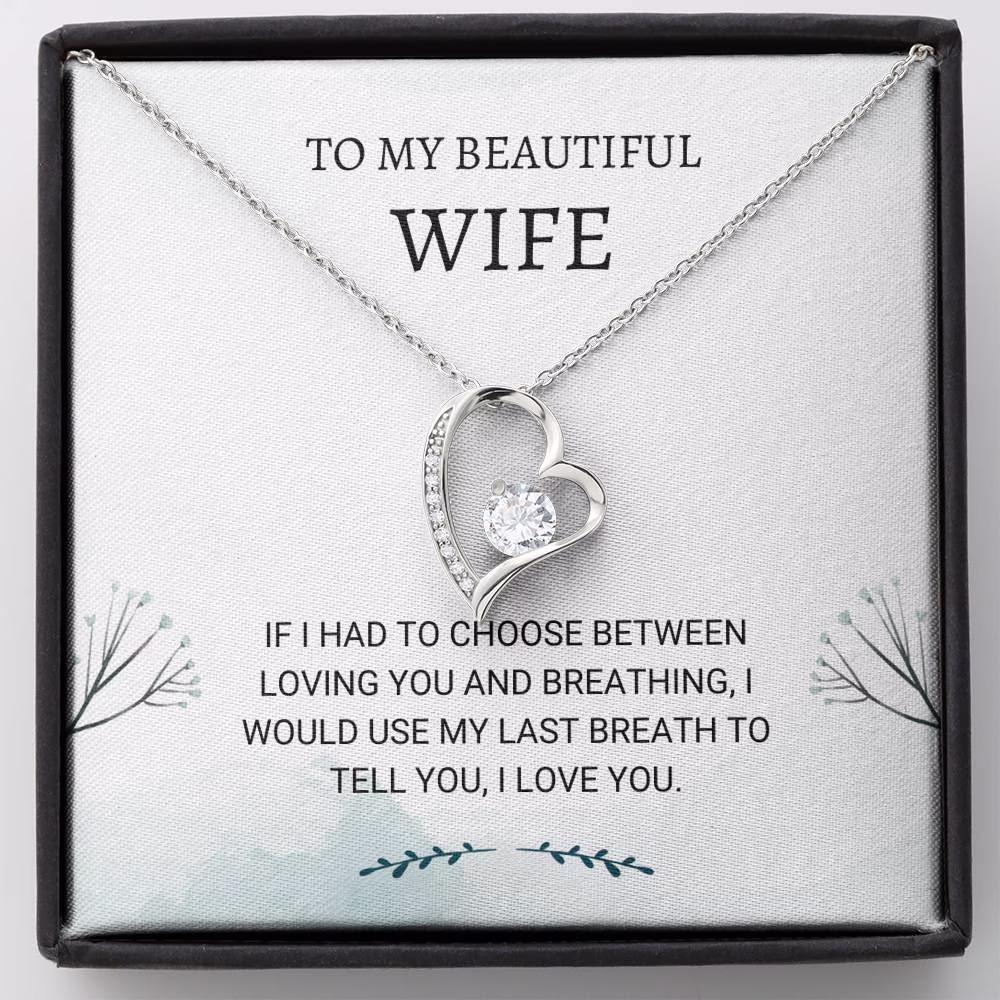 Wife - Last Breath Forever Love Necklace, Gift For Wife, Necklace For Wife, Wife Birthday Gift, Husband To Wife Gift, Anniversary Gift For Wife, Mother's Day Gift For Wife