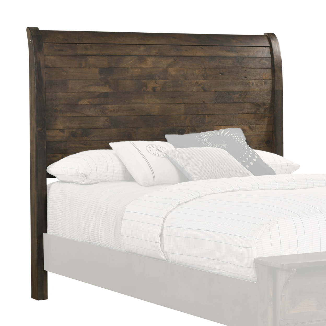 Queen Size Wooden Sleigh Headboard with Paneled Details Brown- Saltoro Sherpi