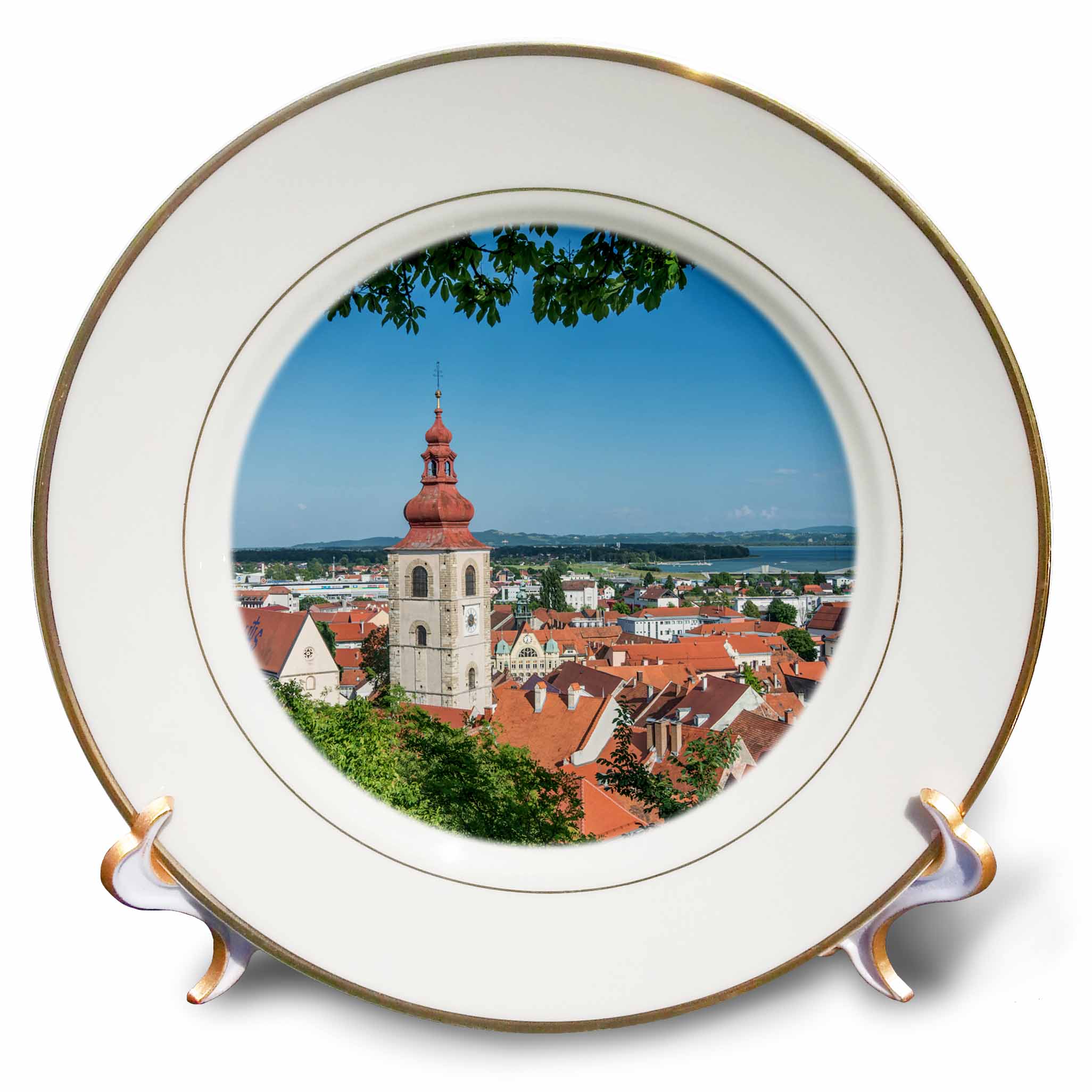 3dRose Slovenia, Ptuj, Old Town - Porcelain Plate, 8-inch
