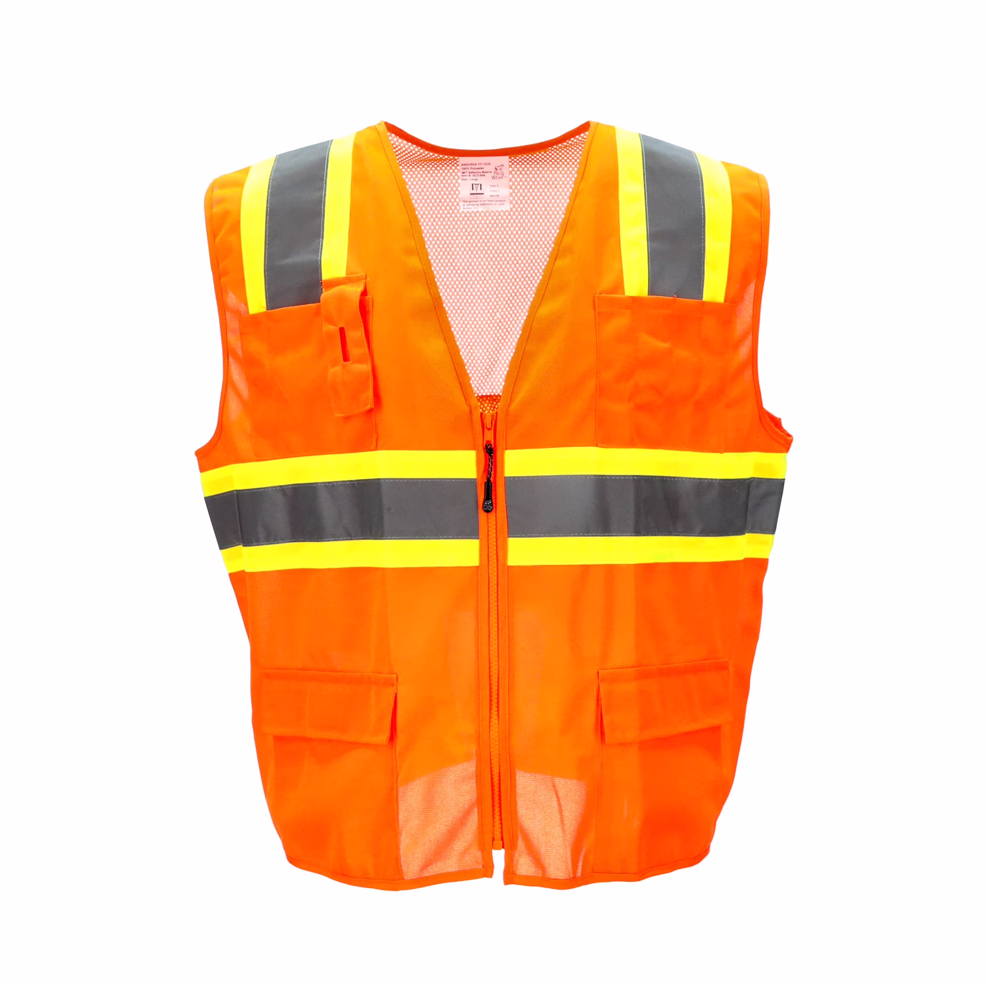 RefrigiWear High Visibility Hi Vis ANSI Type R, Class 2 Safety Orange Work Vest, 5X-Large