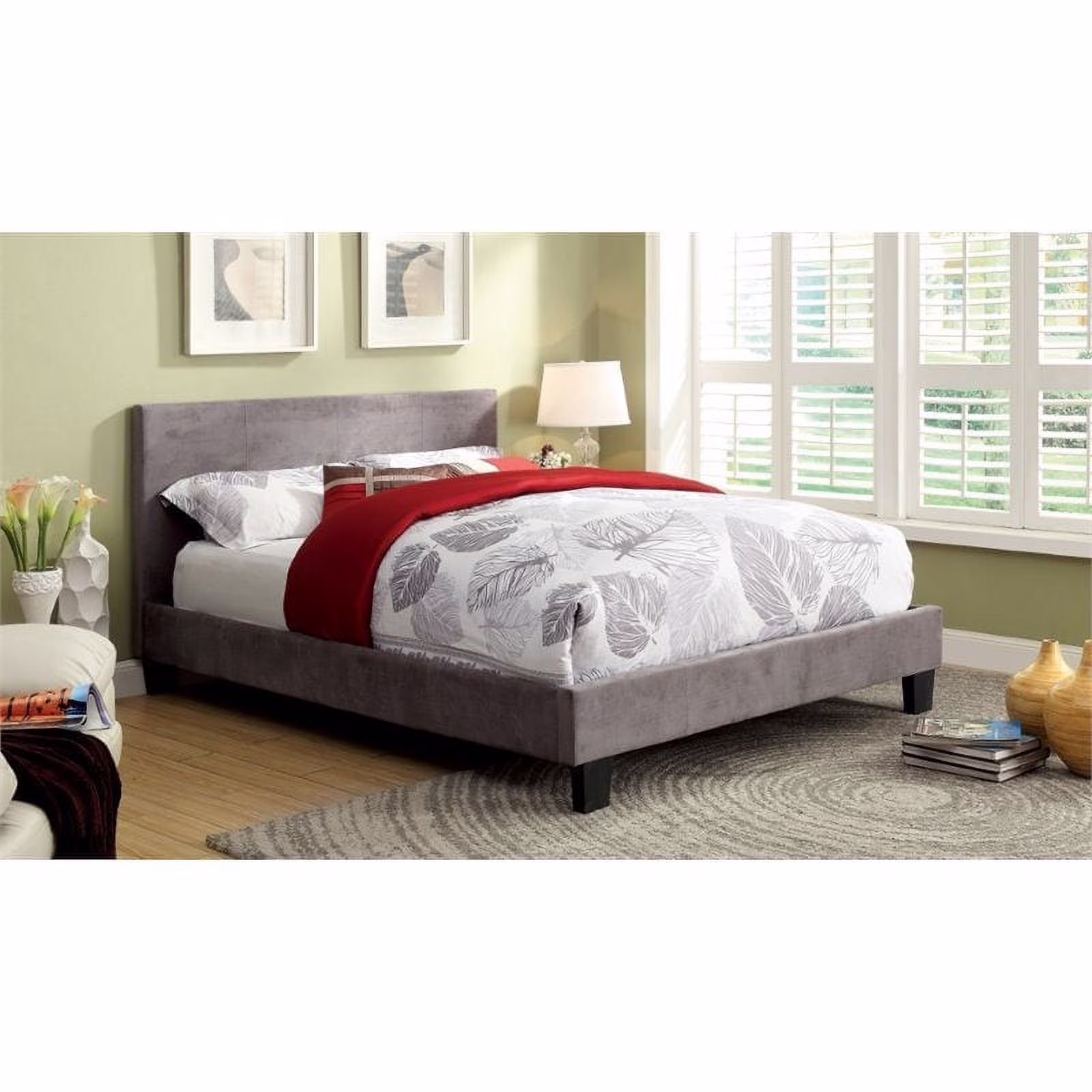 Porch & Den Lala Modern Queen Upholstered Wood Platform Bed by  White N/A Faux Leather