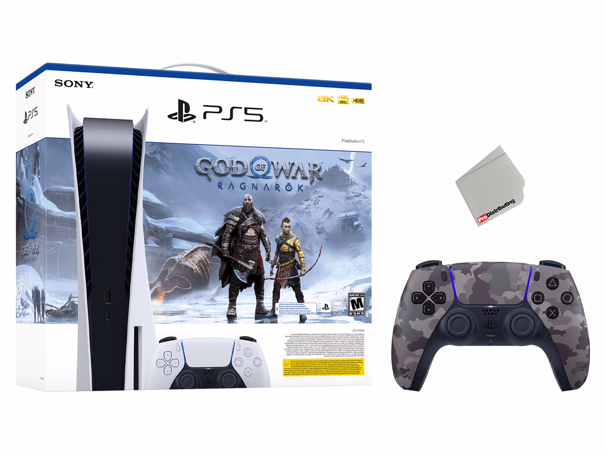 Sony Playstation 5 Disc Edition God of War Ragnarök Bundle with Extra Gray Camo Controller