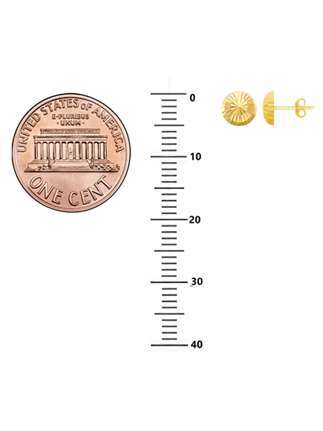 14k Gold Shiny Faceted Half Ball 5mm Stud Earrings 5 Mm Bola