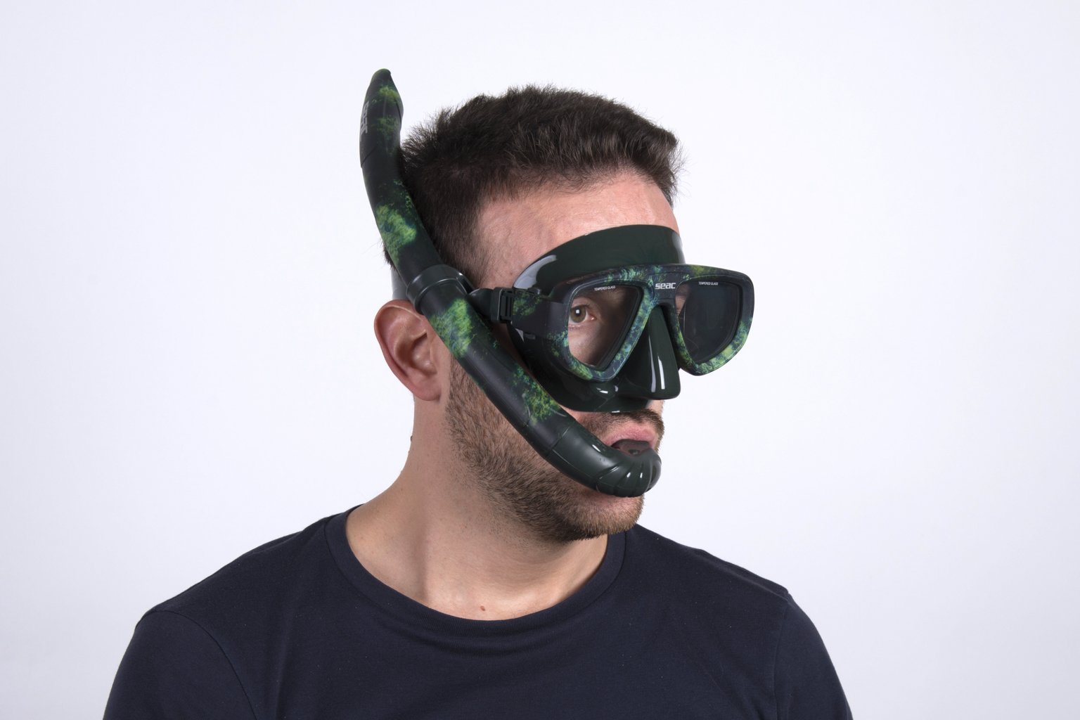SEAC ONE Camo Diving Mask with RX Lenses, Anti Reflective (Green Camo)