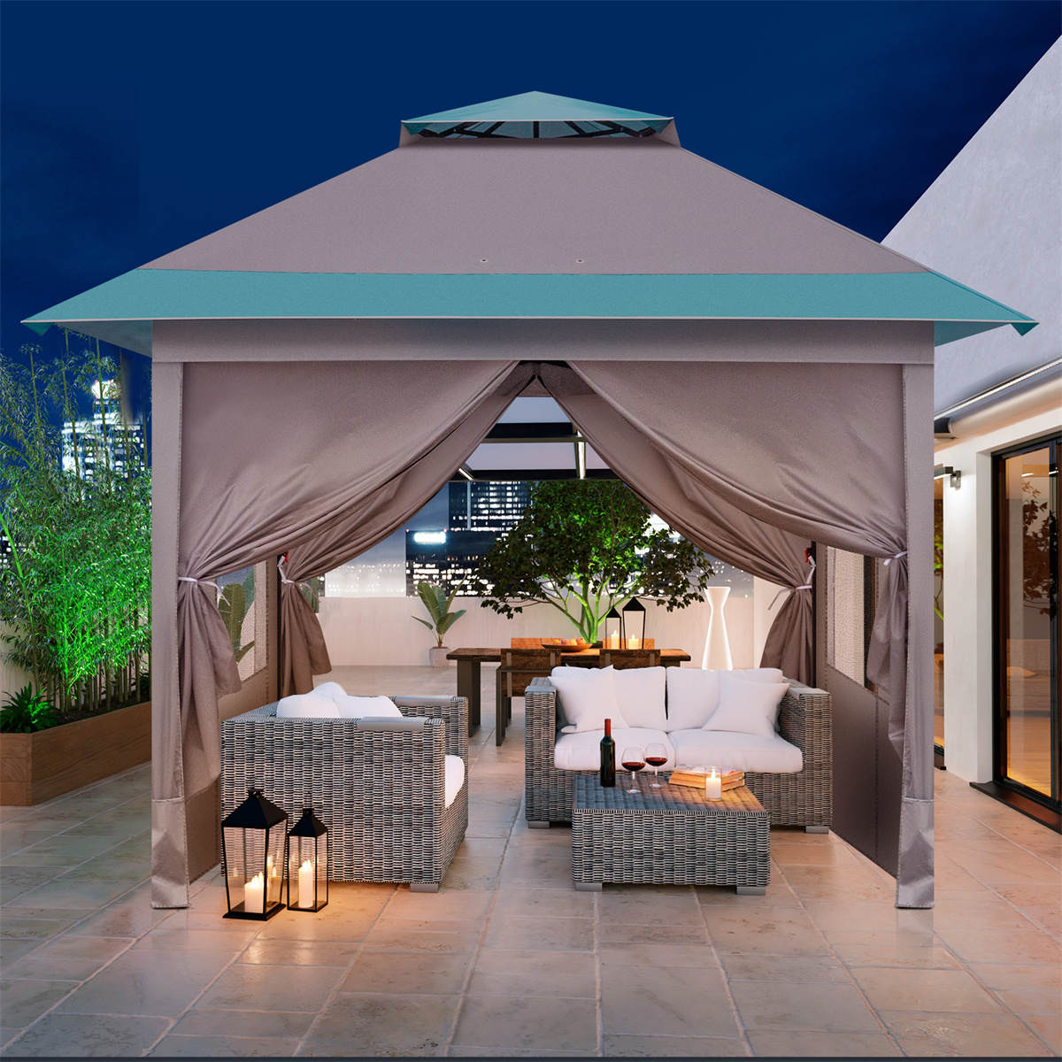 10 Ft. W x 10 Ft. D Metal Patio Gazebo Tent With Carry Bag