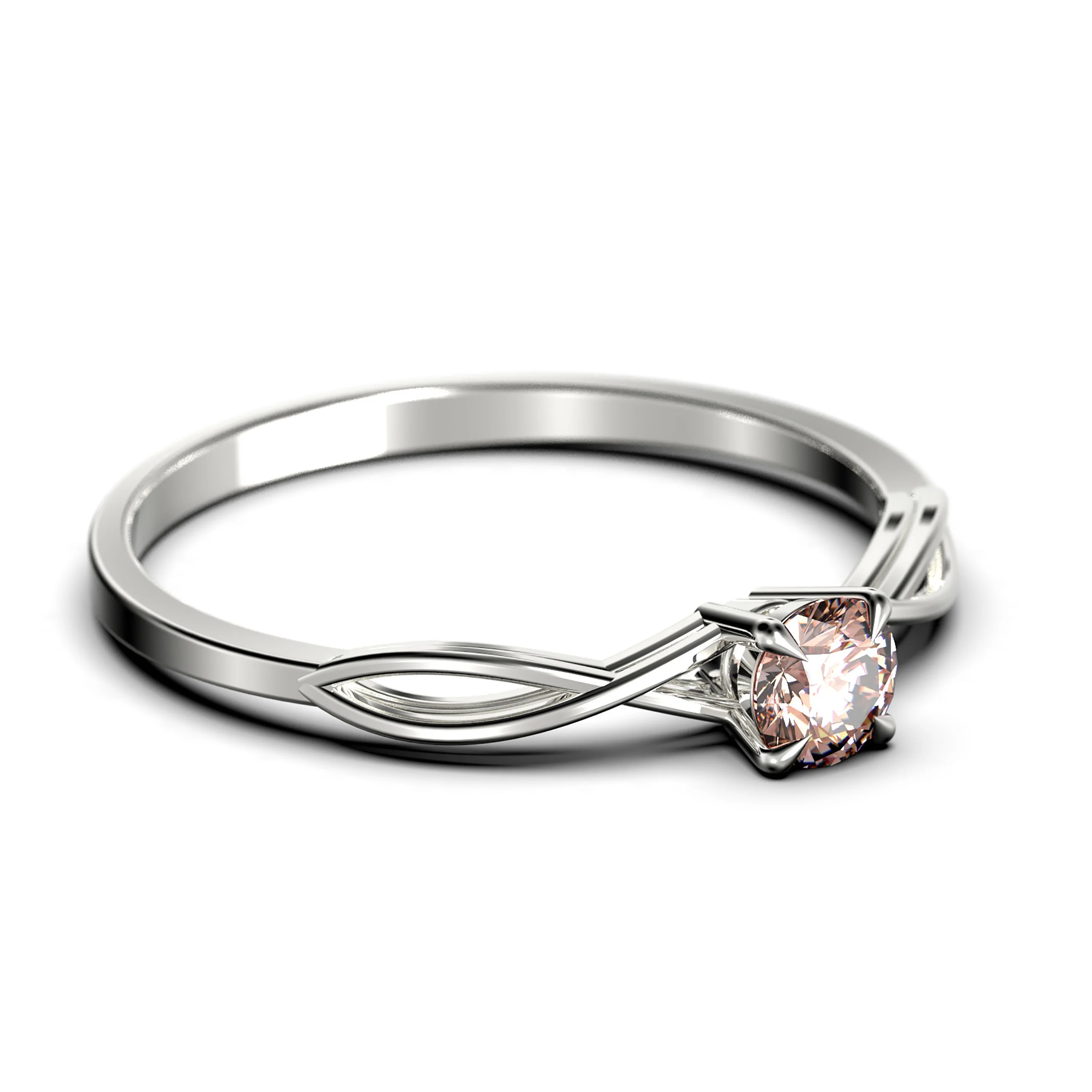 Infinity Loop 0.50 Carat Round Cut Morganite Engagement Ring, Twisted Wedding Band in 925 Sterling Silver With 18k White Gold Plating, Dainty Promise Ring, Anniversary Gift