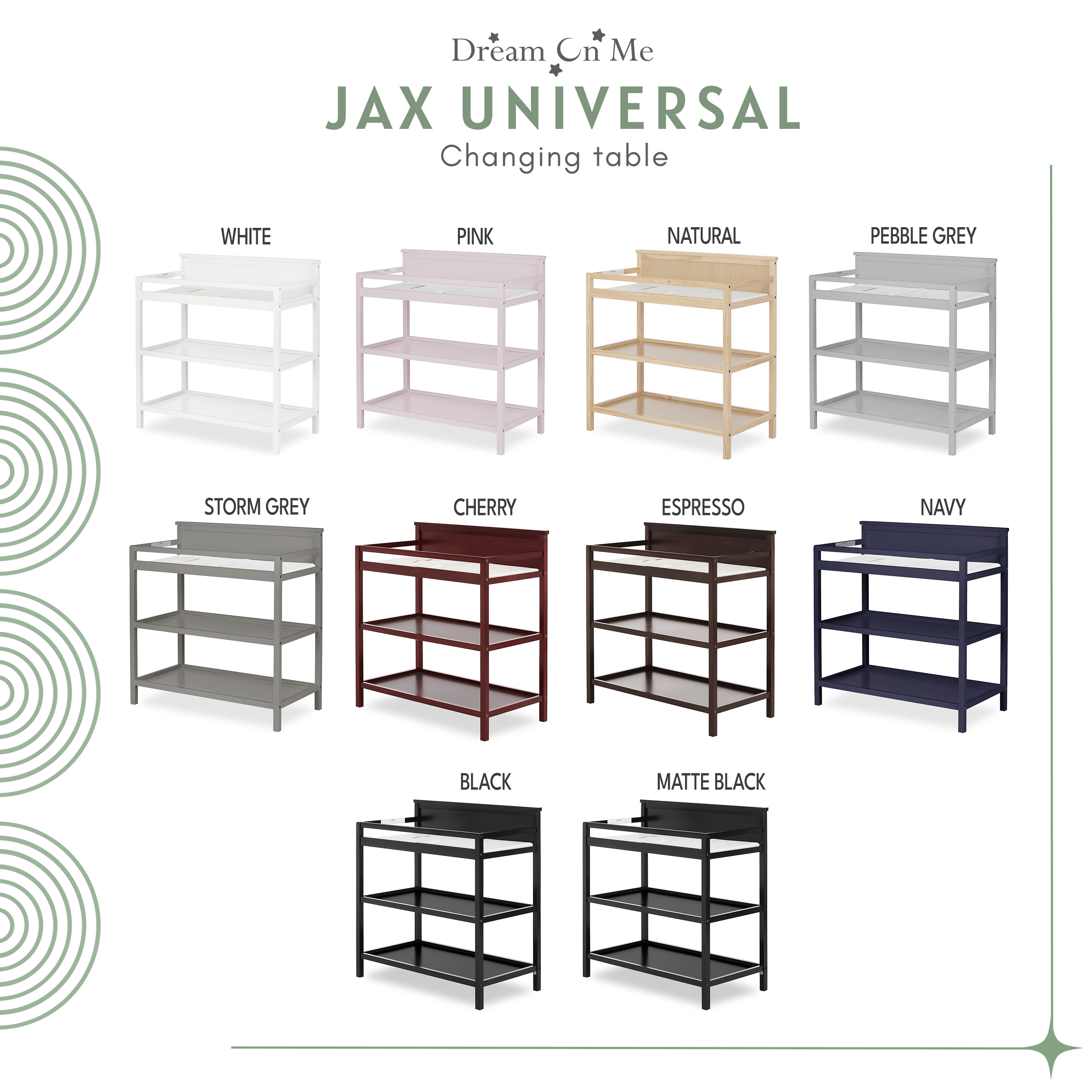 Dream On Me Jax Universal Changing Table, Matte Black