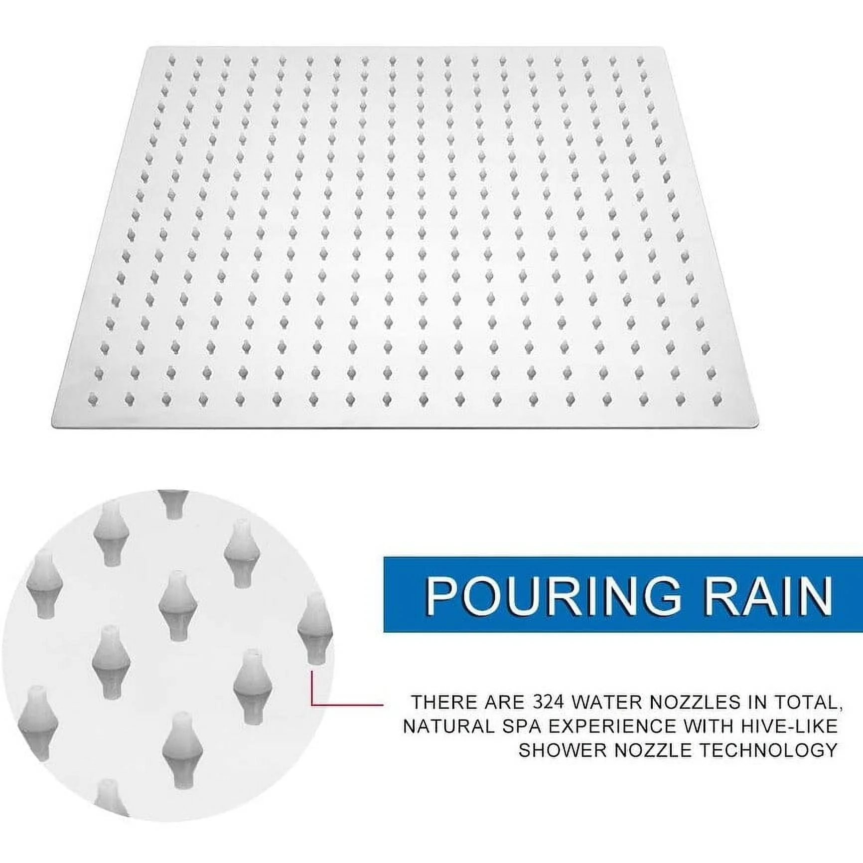 16 Inch Ultra Thin Square 304 Stainless Steel Fixed Rain Shower Head