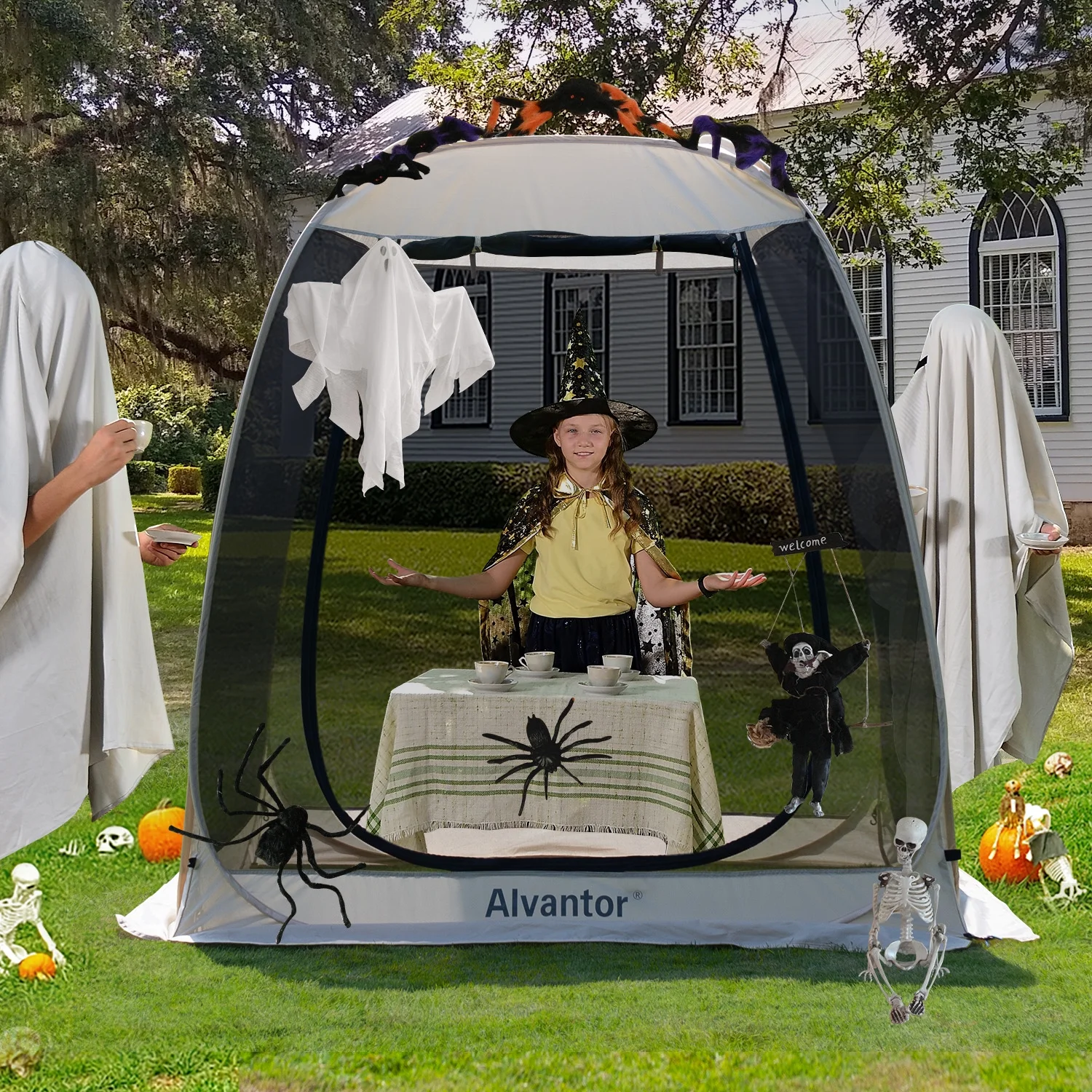 Screen House Tent Gazebo Pop up Instand Canopy 6'X6' Beige, 6 ft