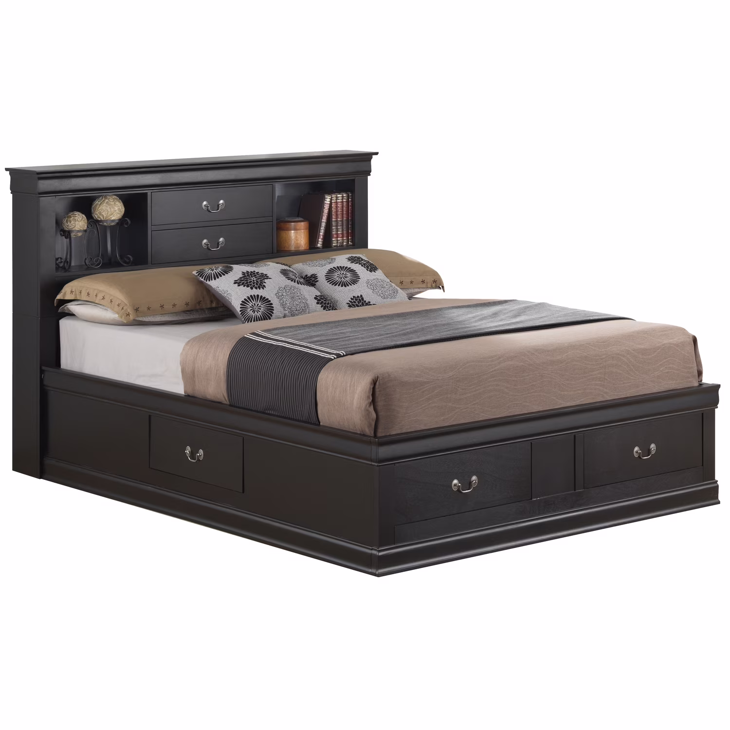 Homestock Retro Relaxation G3150B-QSB Queen Storage Bed , Black