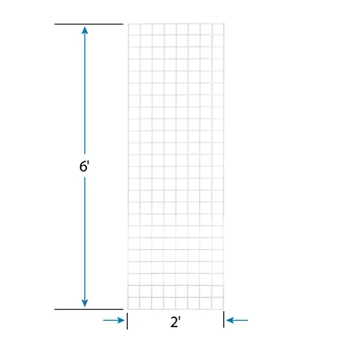 2 X 6 Foot White Wire Grid Panel - 3” On Center ¼