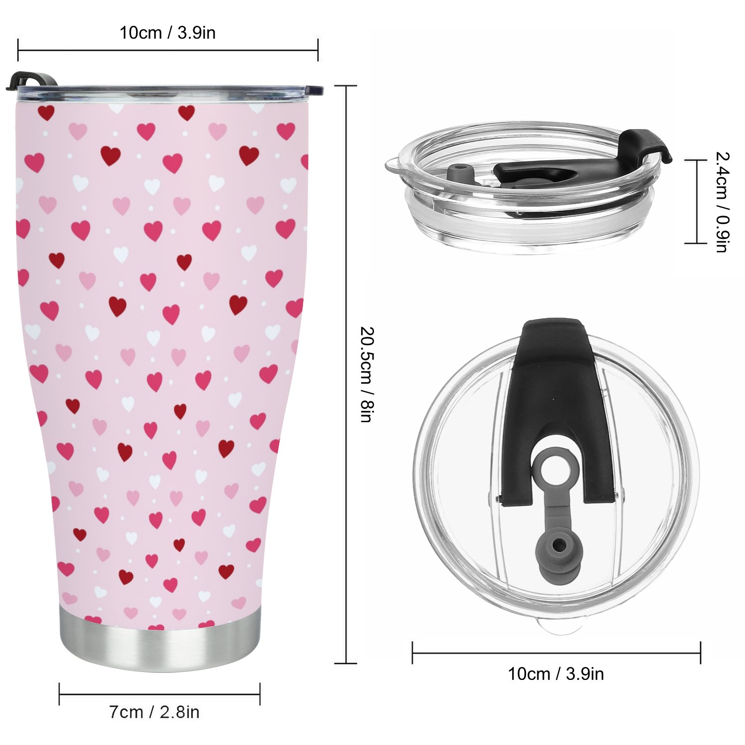 Hidove Stainless Steel Tumbler, Little Hearts 30oz Leak Proof & Stainless Steel Bottle for Hot & Cold Drinks - Coffee Travel Mug, Water Metal Canteen, Thermal Cup