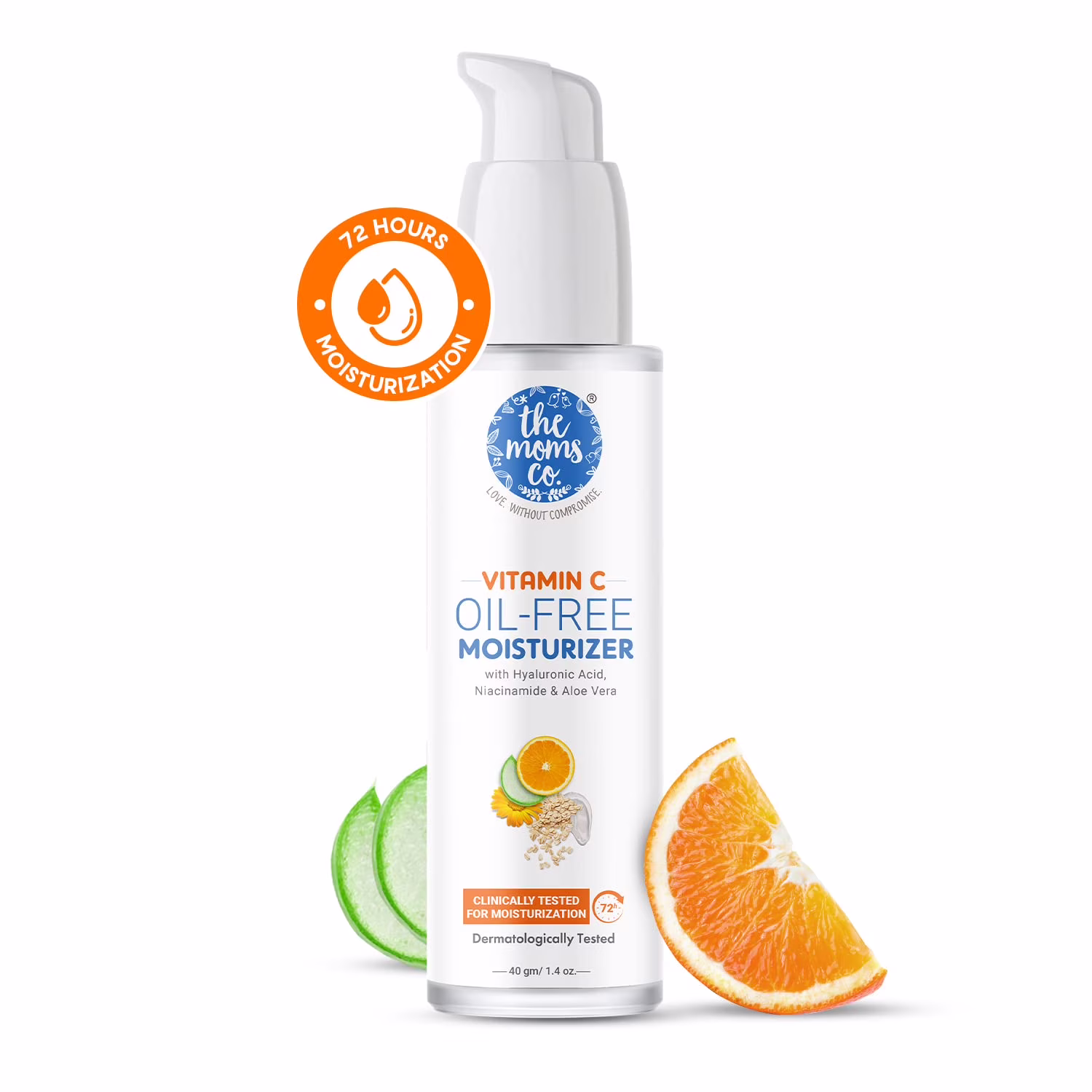 The Moms Co. Natural Vitamin C Oil-Free Moisturizer for Face| With Hyaluronic Acid, Niacinamide and Aloe Vera|Regulates Oil Production, Minimizes Acne & Control