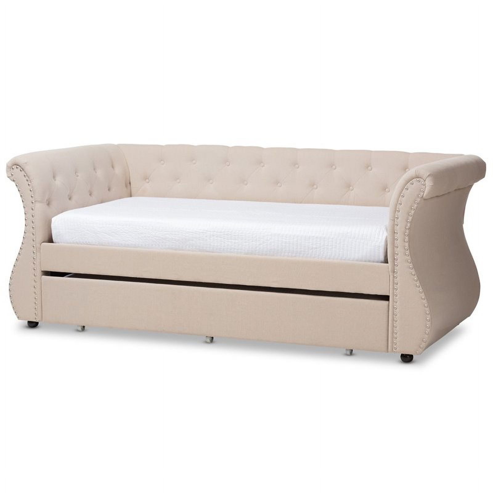 Bowery Hill Classic Tufted Daybed with Trundle in Beige