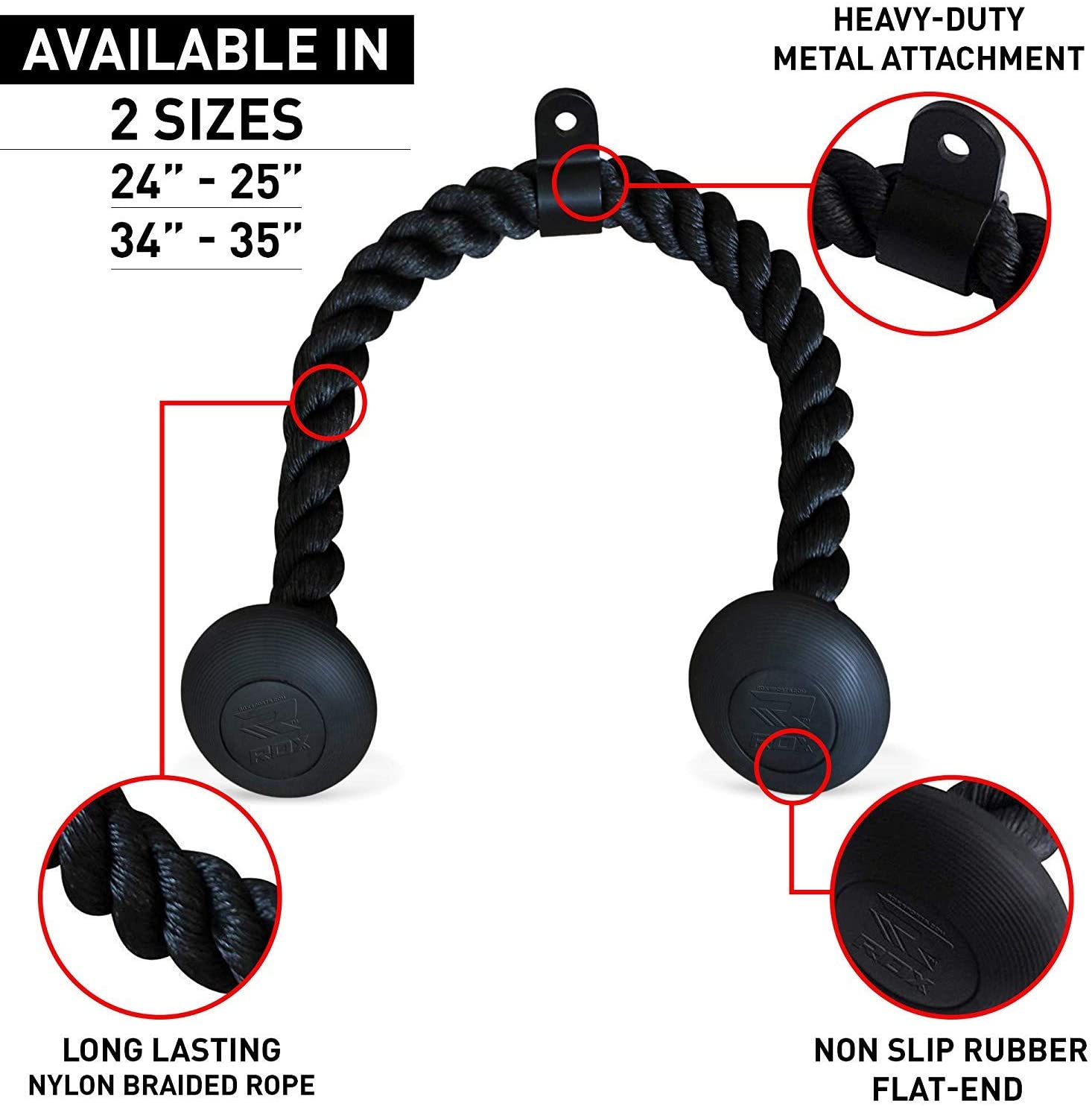 Rdx Tricep Rope with Cable Machine, Cable Bodybuilding Tricep Rope (SINGLE)