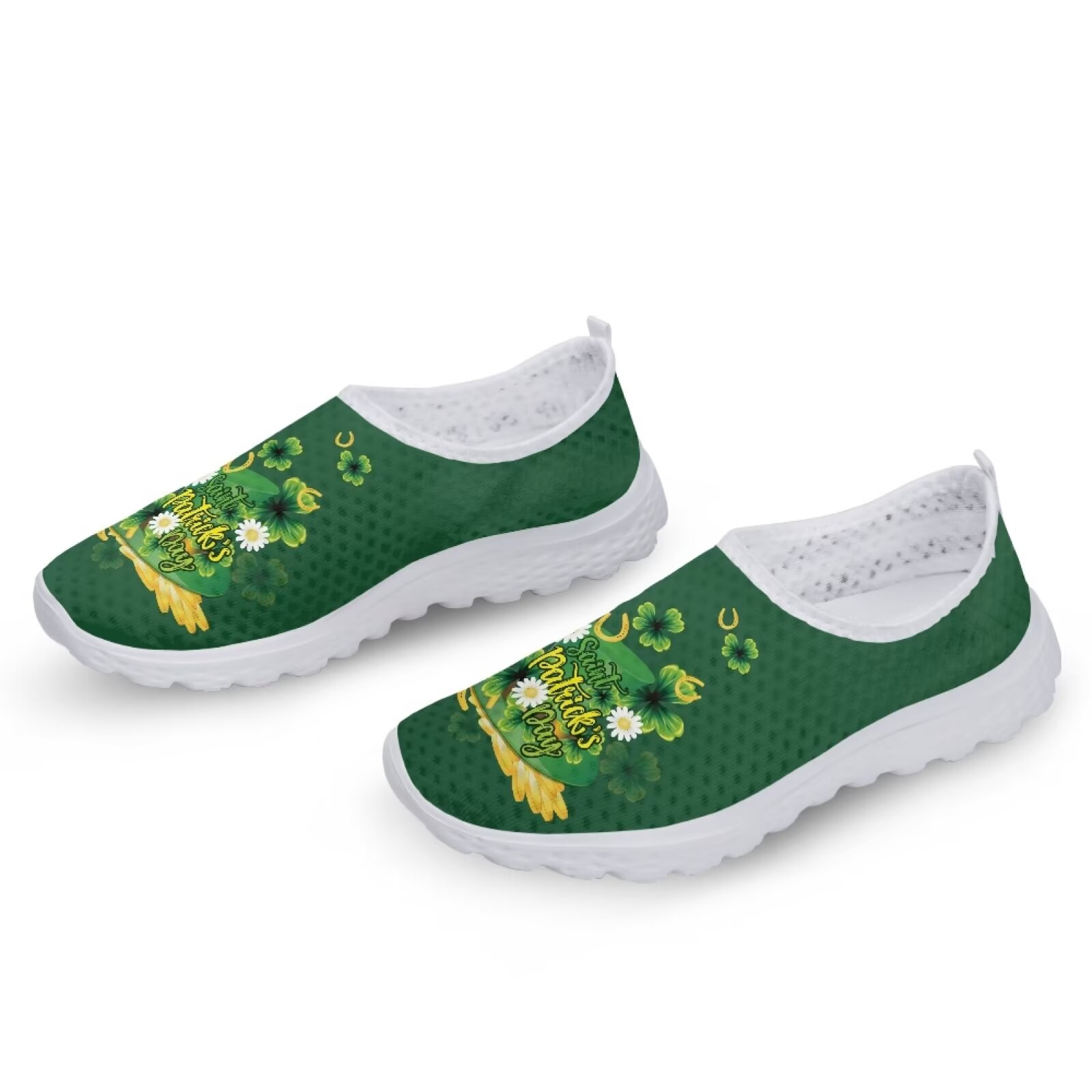 Pzuqiu Wear Resistant Mesh Slip on Shoes for Women Size 7 Summer Shoes, Daisy Floral Outdoor Beach Sandals for Travel Yoga Driving Shopping Breathable Road Running Shoes Trainers, Green Festival