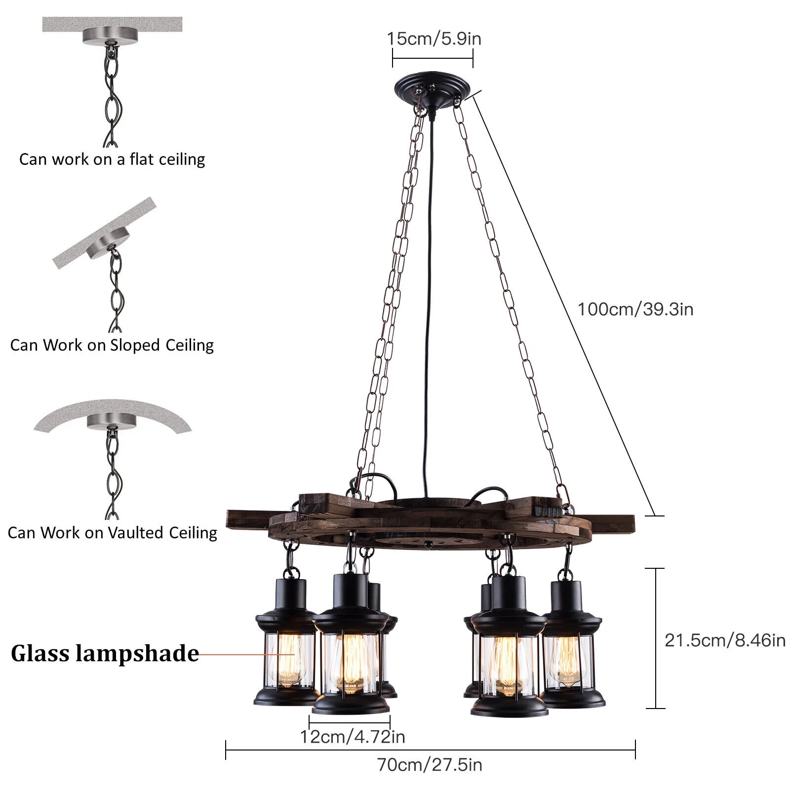 MIDUO Kitchen Island Lamp Farmhouse Chandelier Ceiling Glass Pendant Light